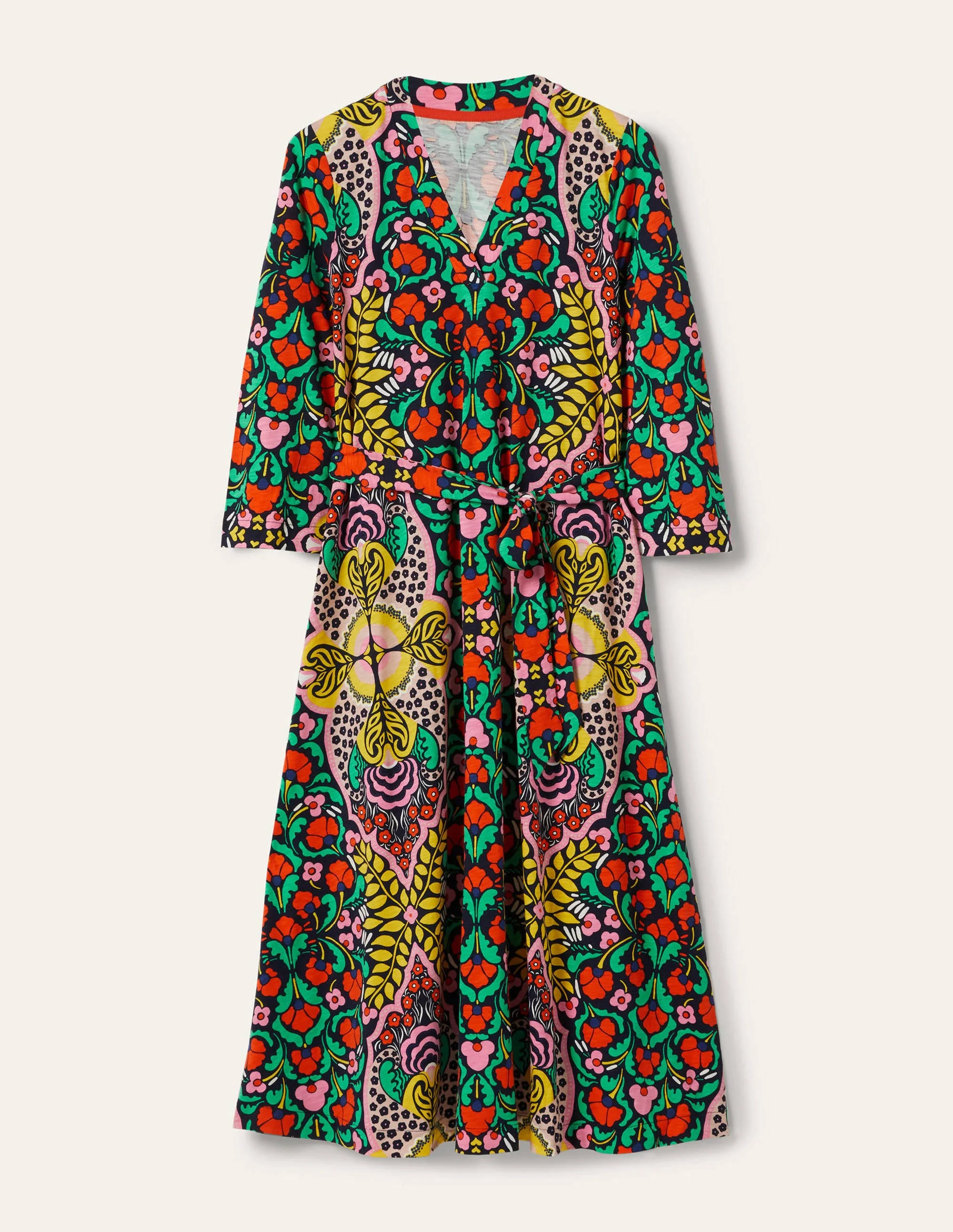 Kaftan-Midikleid aus Jersey-Navy, Blumenmuster - Image 11