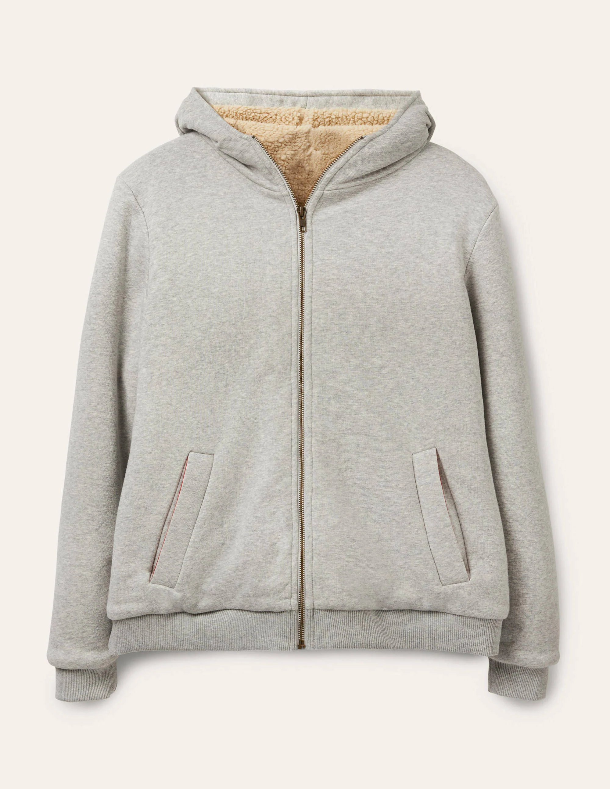 Kapuzenjacke mit Teddyfutter-Grau Meliert - Image 5