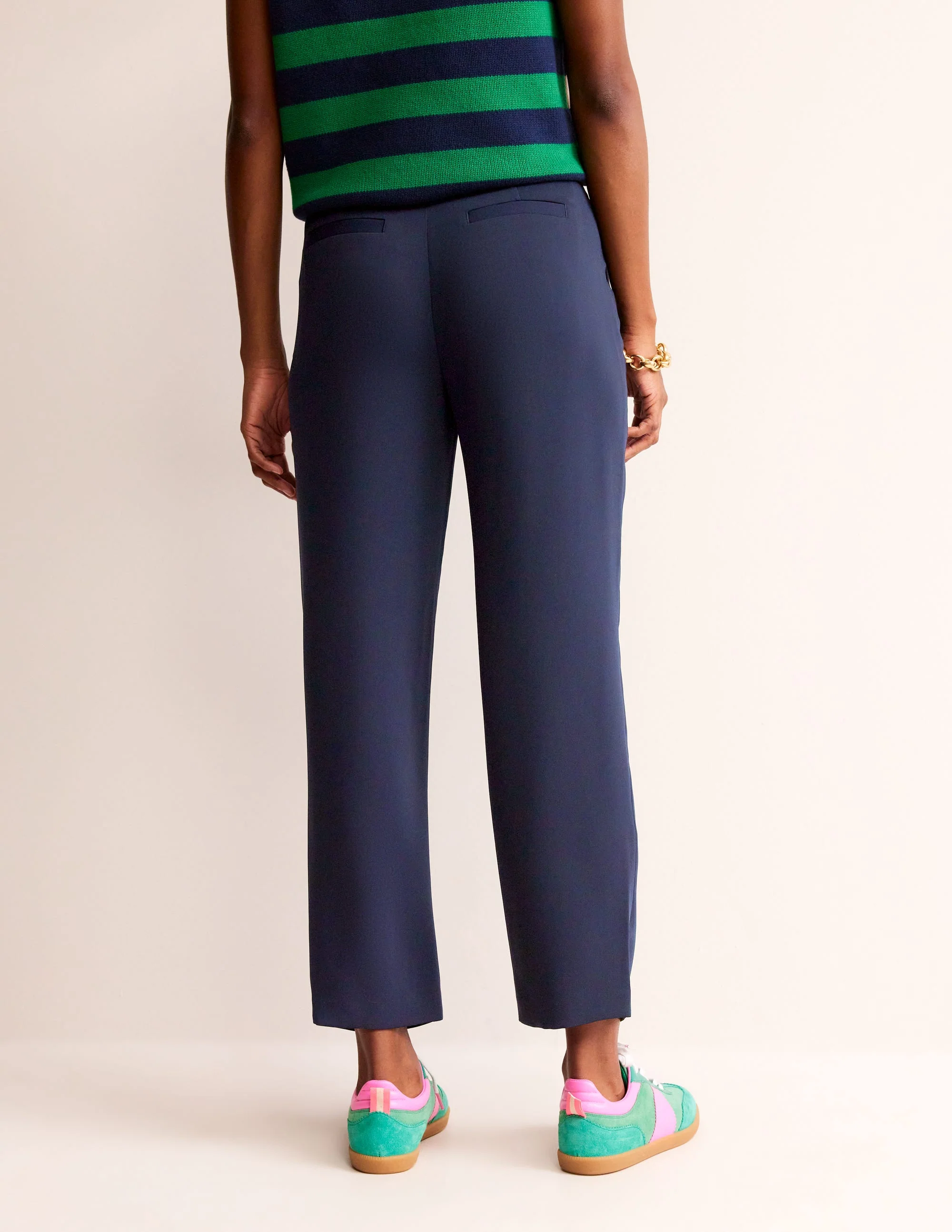 Karottenhose mit Bindegürtel-Französisches Marineblau - Image 3