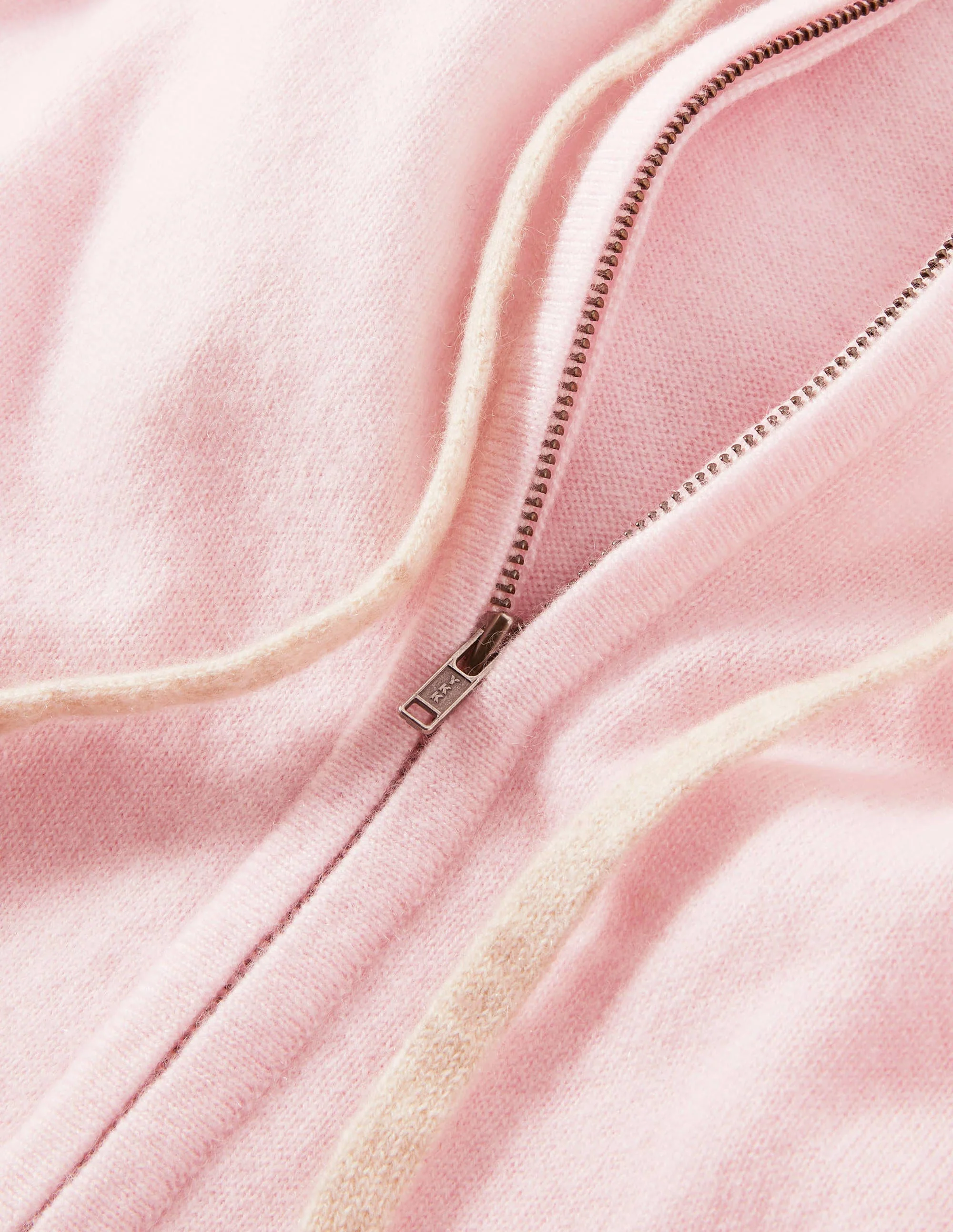 Kaschmir-Hoodie mit Reißverschluss-Morganitrosa, Milchshake - Image 7