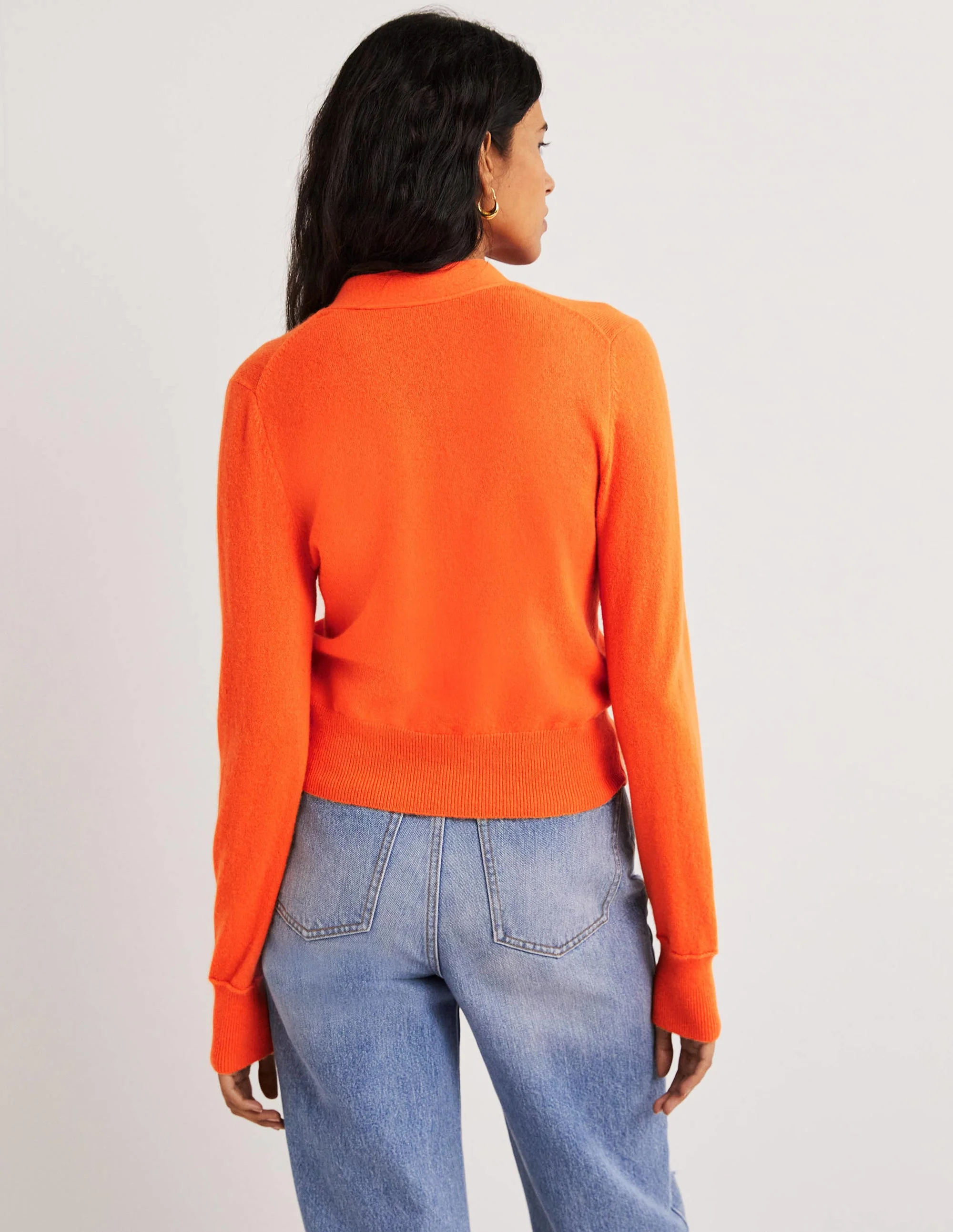 Kaschmircardigan mit V-Ausschnitt-Neonorange - Image 3