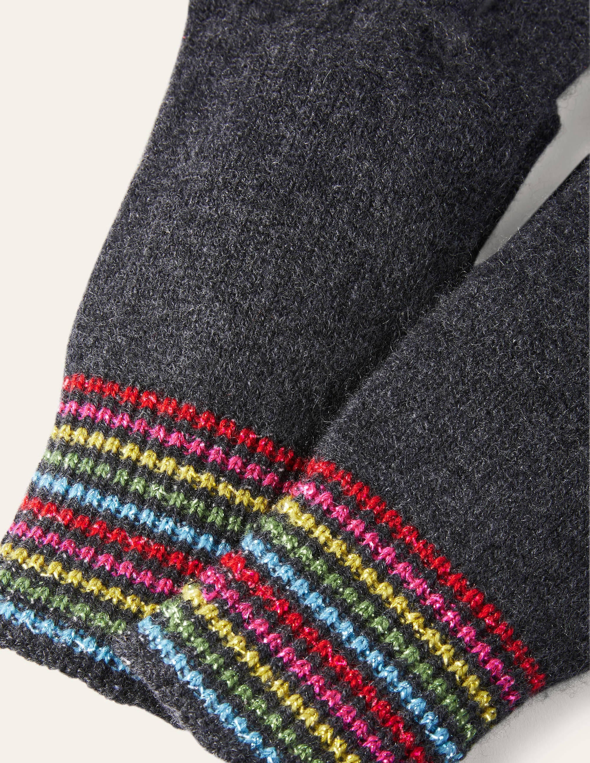 Kaschmirhandschuhe-Anthrazit Melange/Lurexstreifen - Image 2