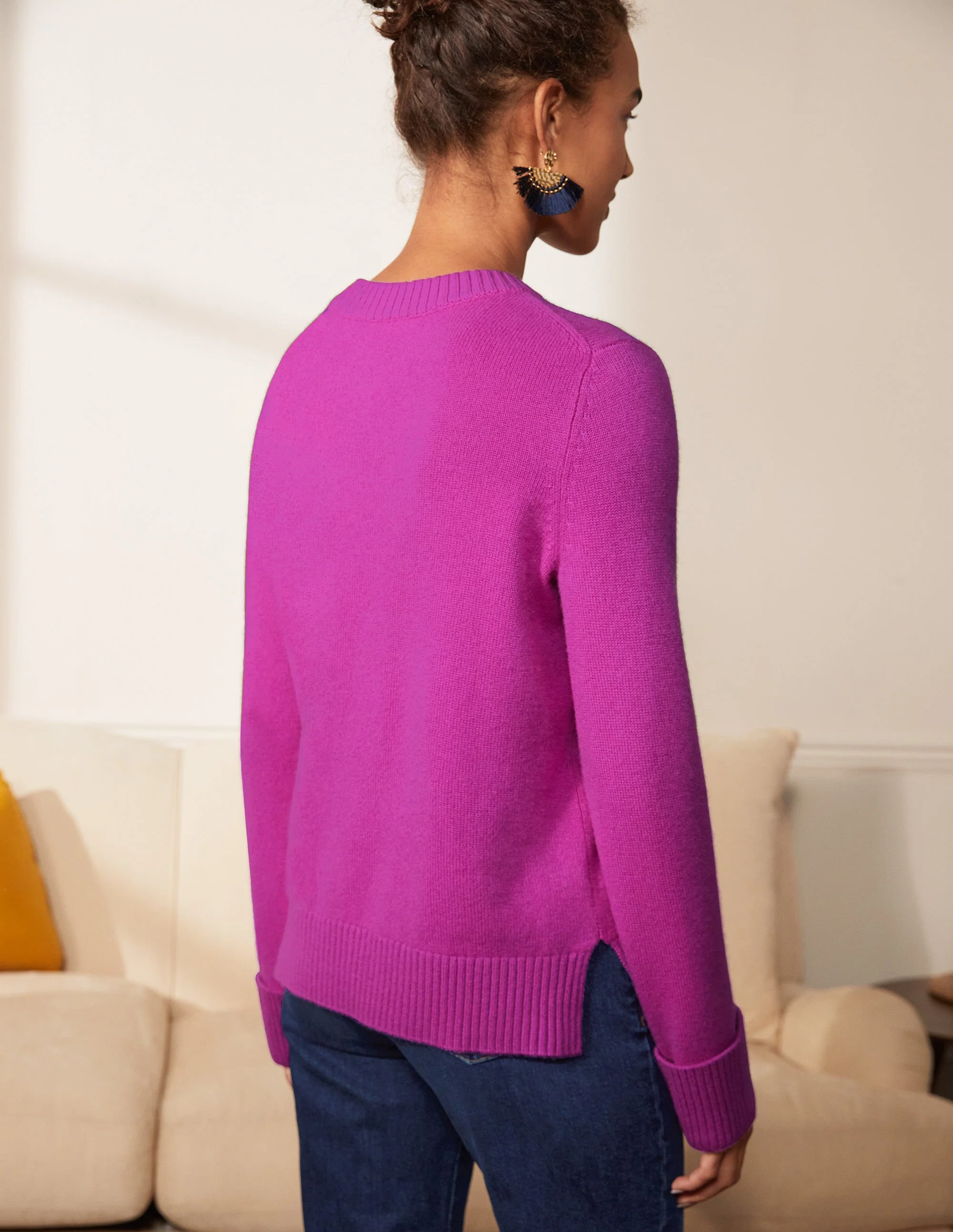 Kaschmirpullover mit Ärmelbündchen-Königsviolett - Image 3