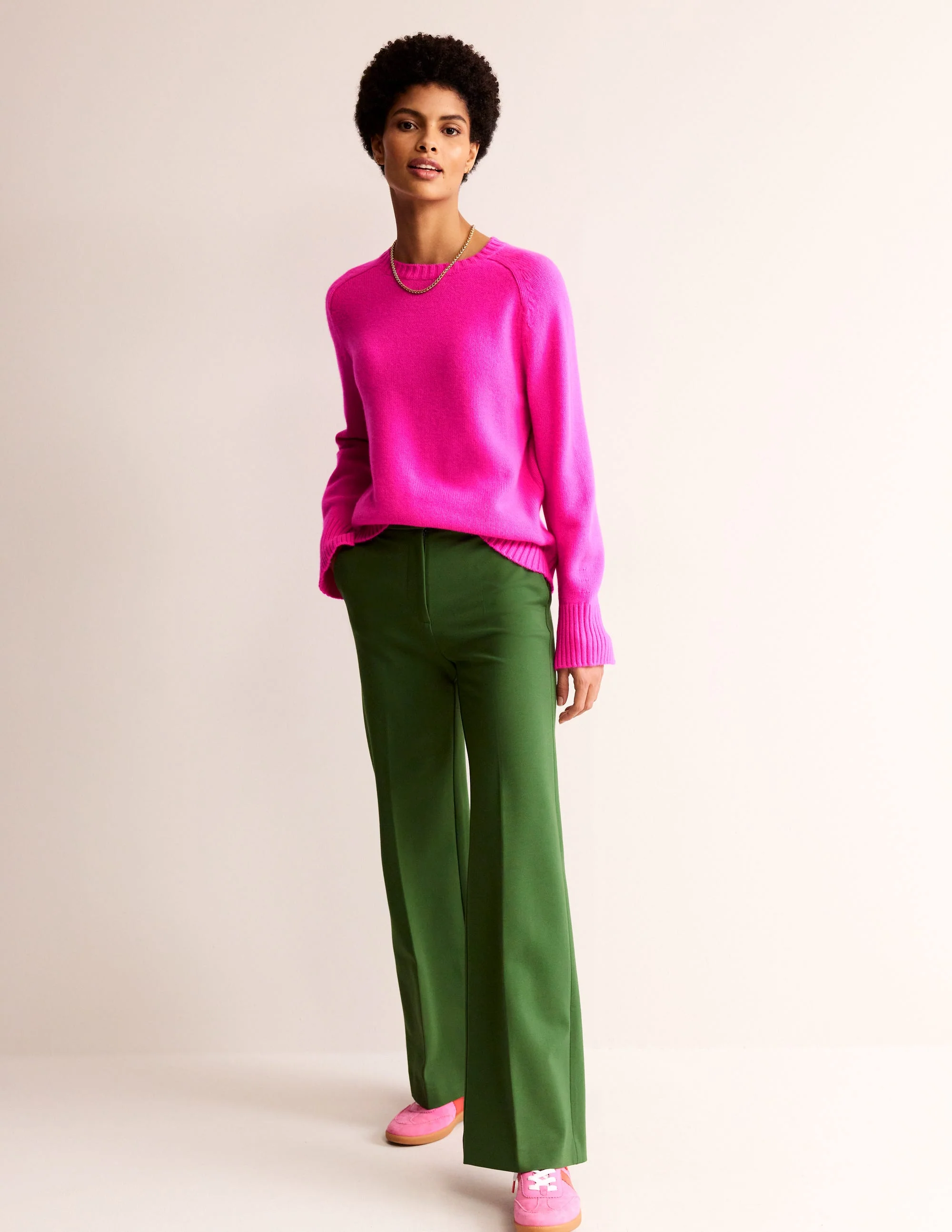 Kaschmirpullover mit geschlitzter Manschette-Knalliges Stiefmütterchen Rosa - Image 4