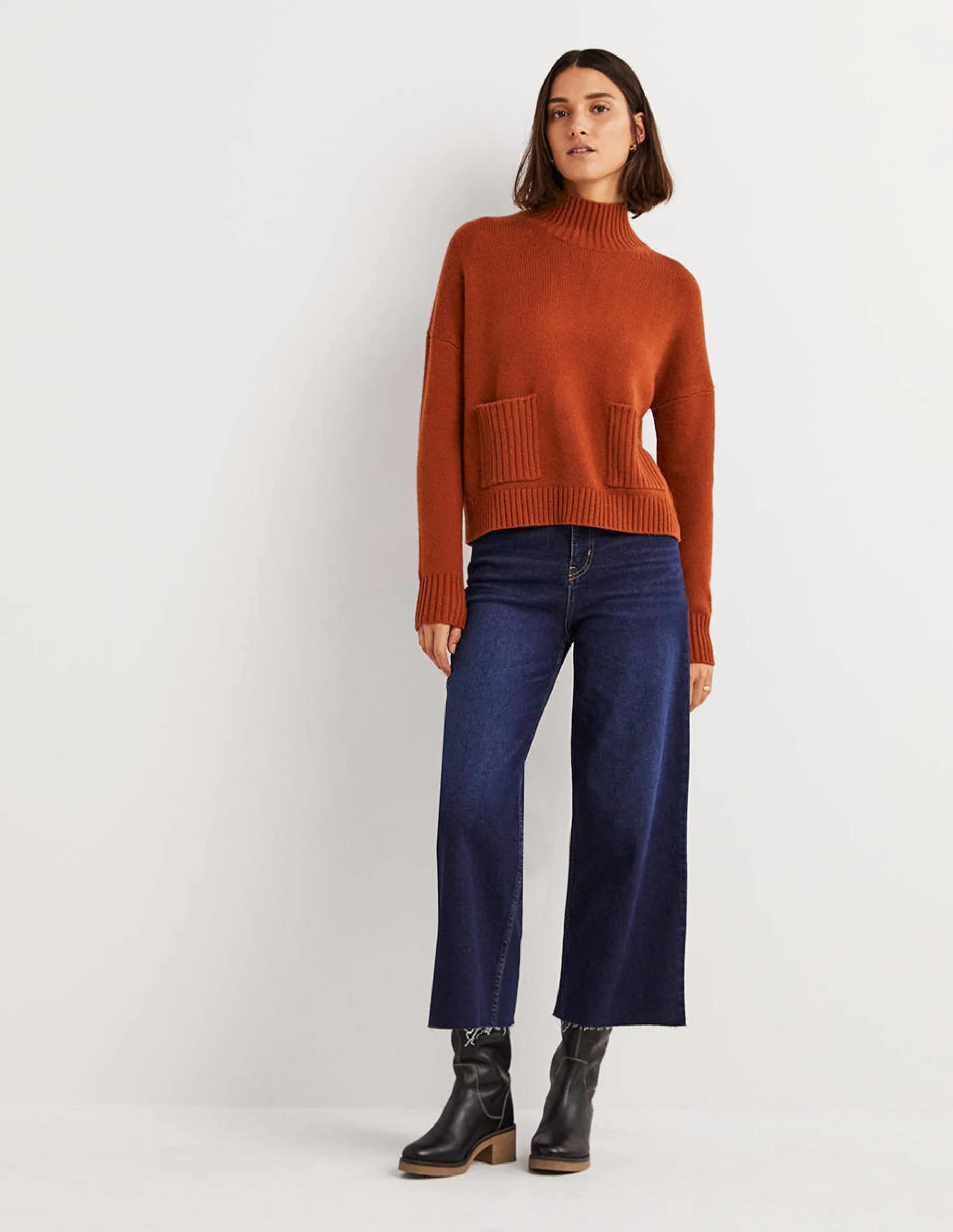 Kaschmirpullover mit hohem Kragen-Kupferrot - Image 3