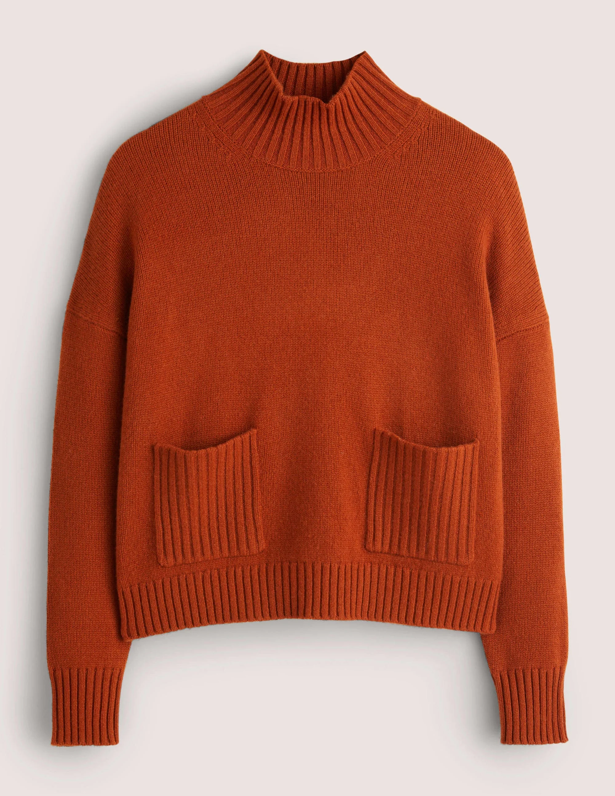 Kaschmirpullover mit hohem Kragen-Kupferrot - Image 5