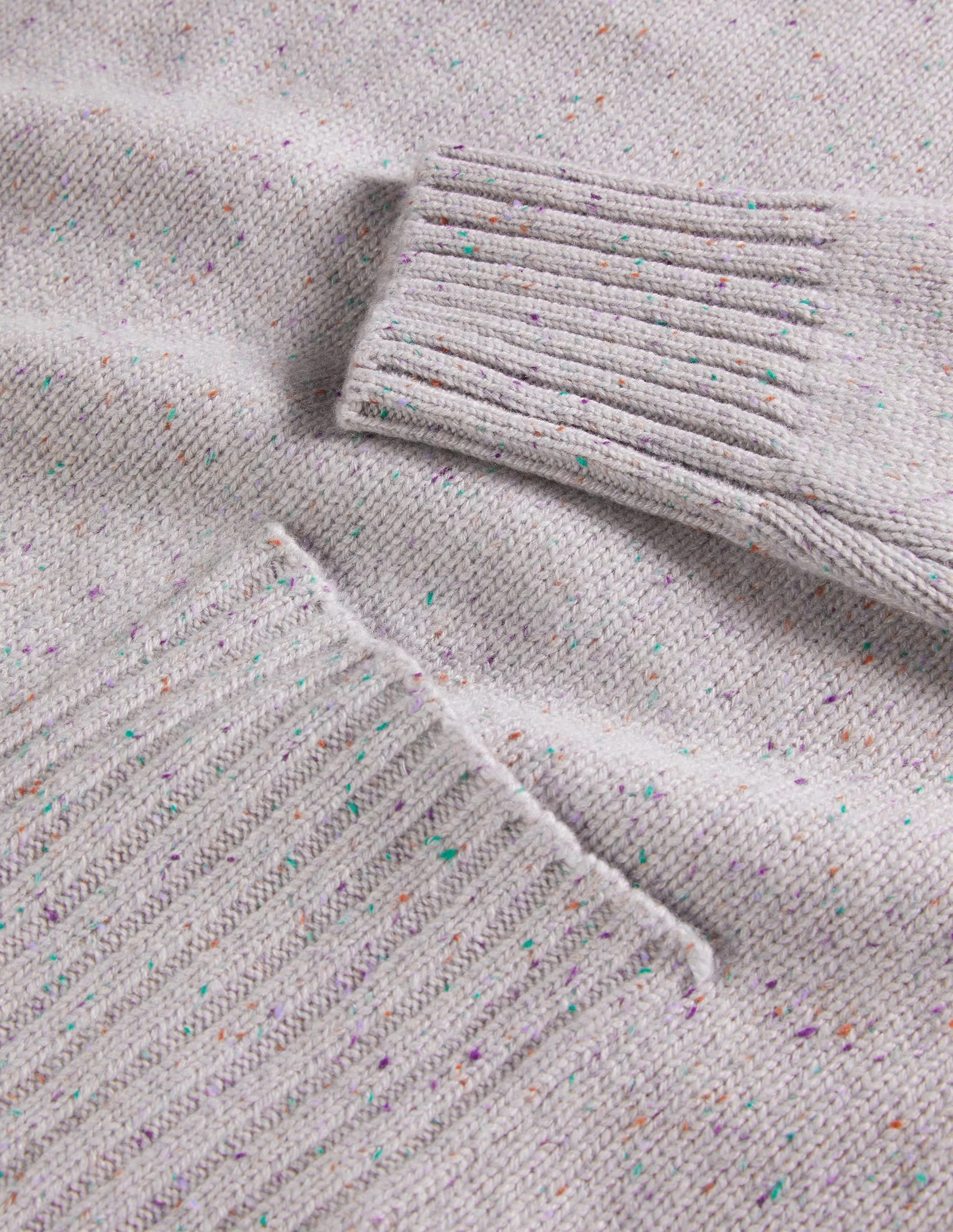 Kaschmirpullover mit hohem Kragen-Naturweiß, Bunte Farbsprenkel - Image 6