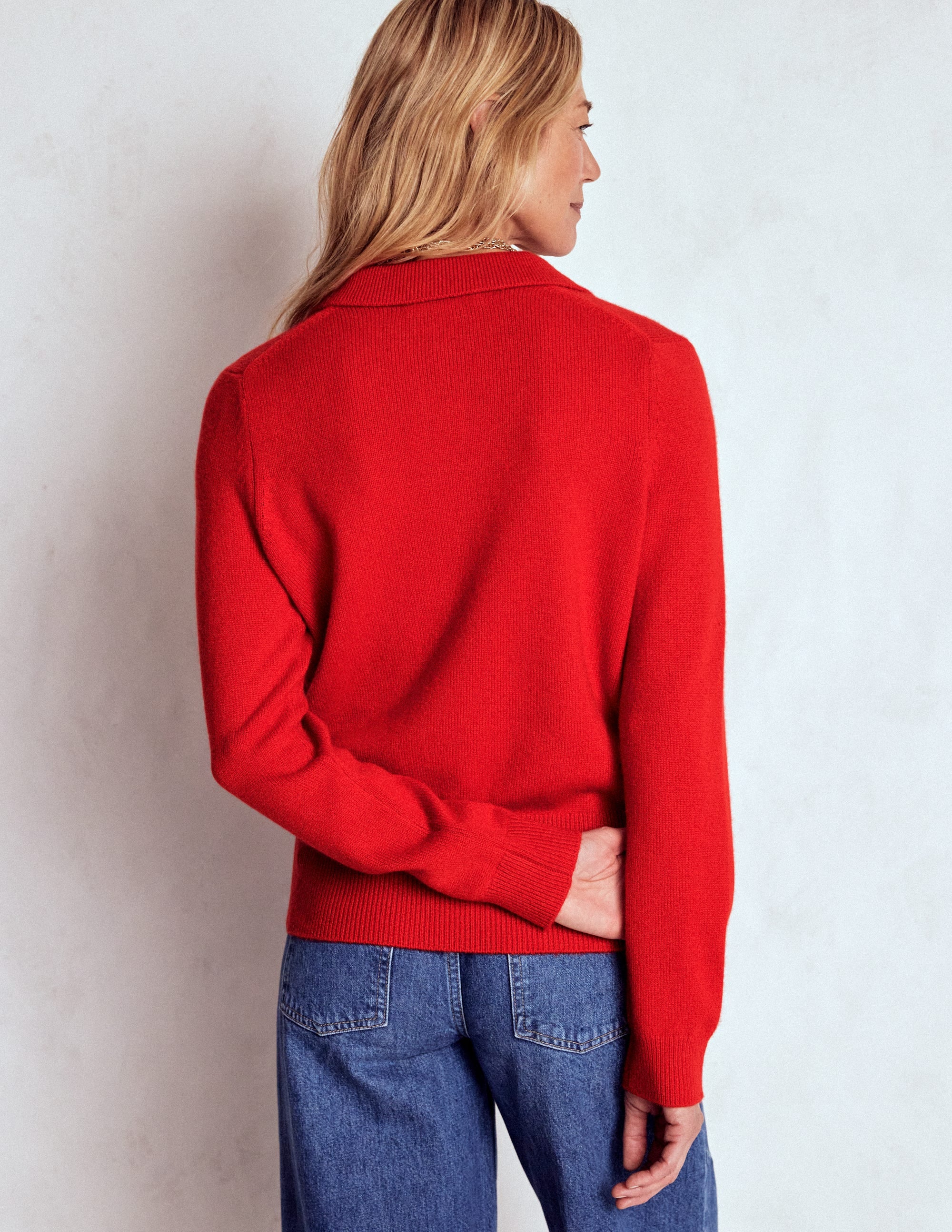 Kaschmirpullover mit Kragen-Mohnblumenrot - Image 3