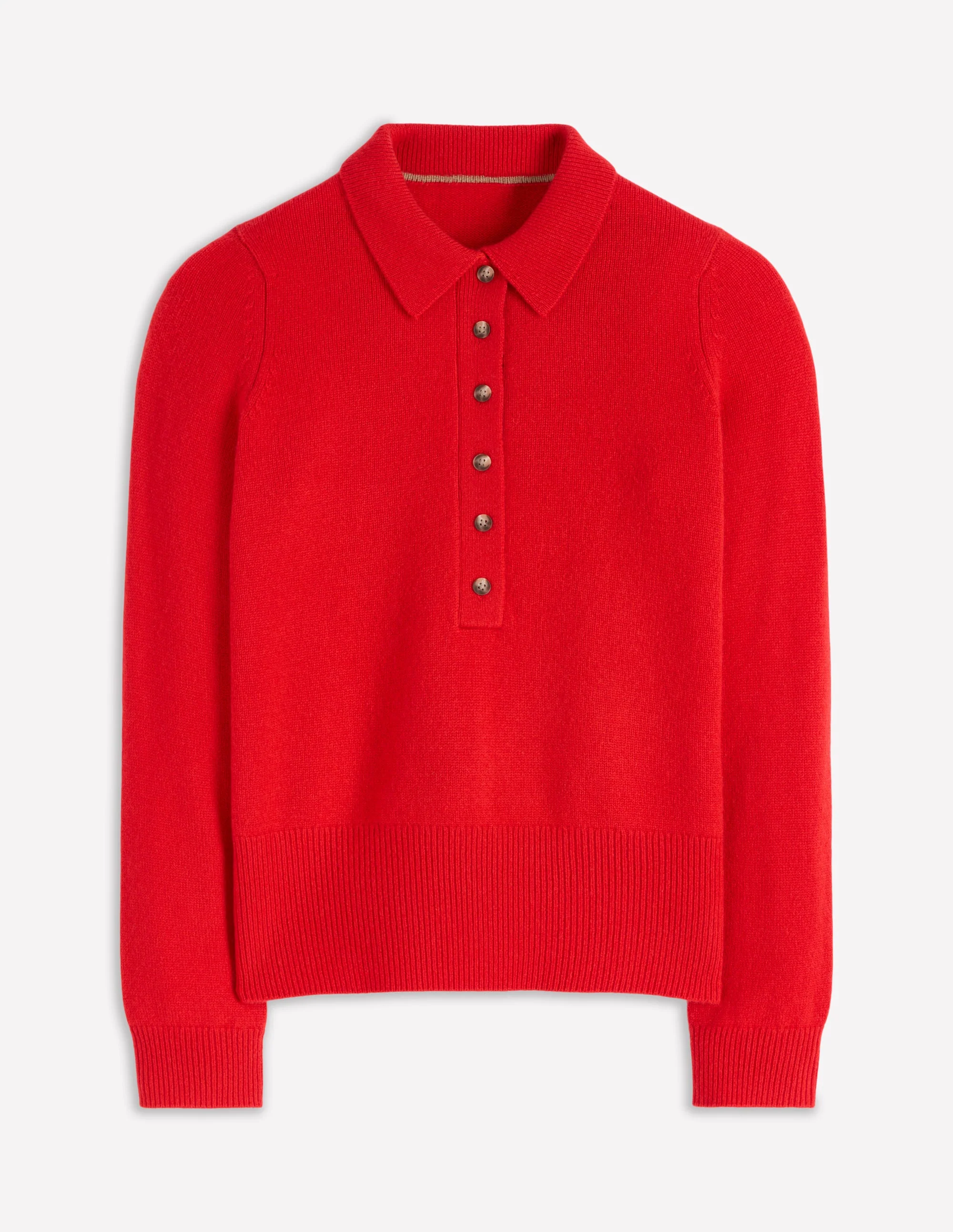 Kaschmirpullover mit Kragen-Mohnblumenrot - Image 5