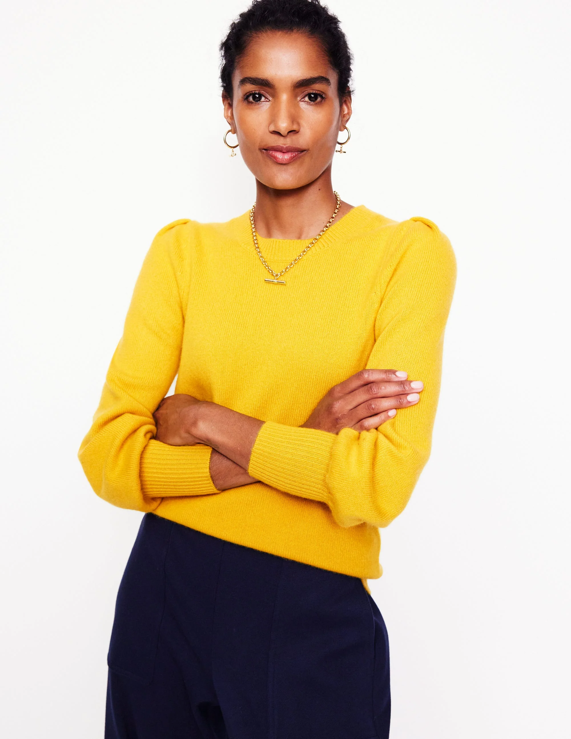 Kaschmirpullover mit plissierten Ärmeln-Ceylon Gelb - Image 4