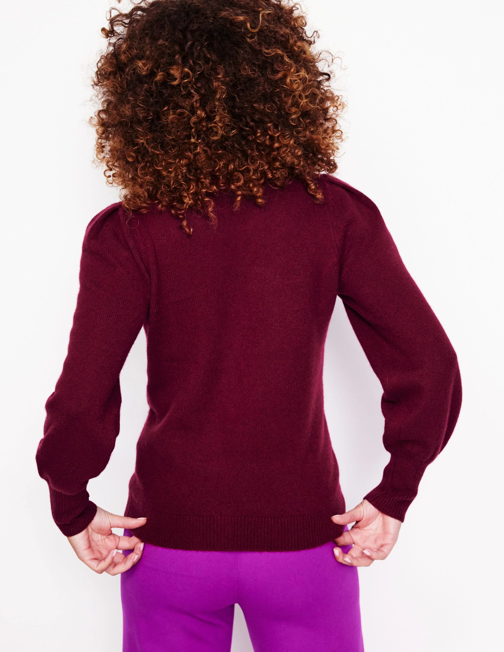 Kaschmirpullover mit plissierten Ärmeln-Port - Image 3