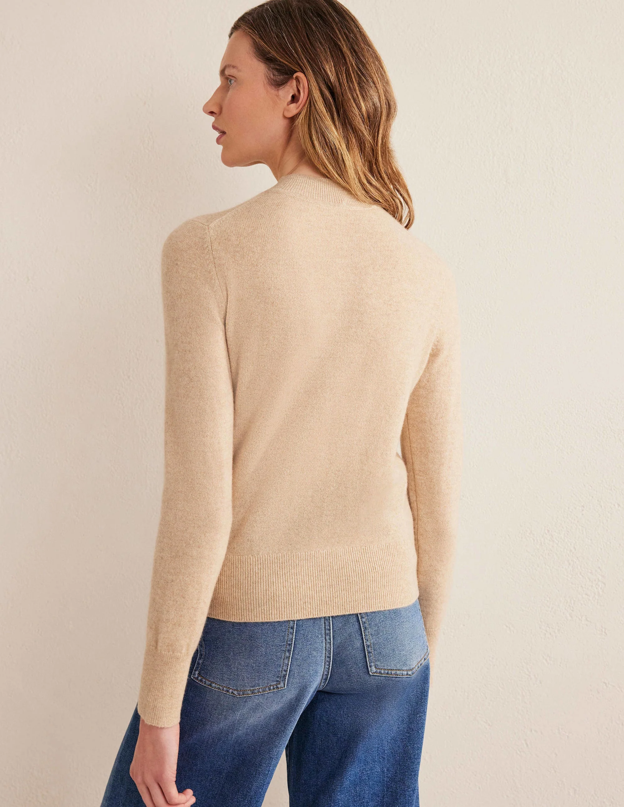 Kaschmirpullover mit Stehkragen-Mausbraun Melange - Image 3