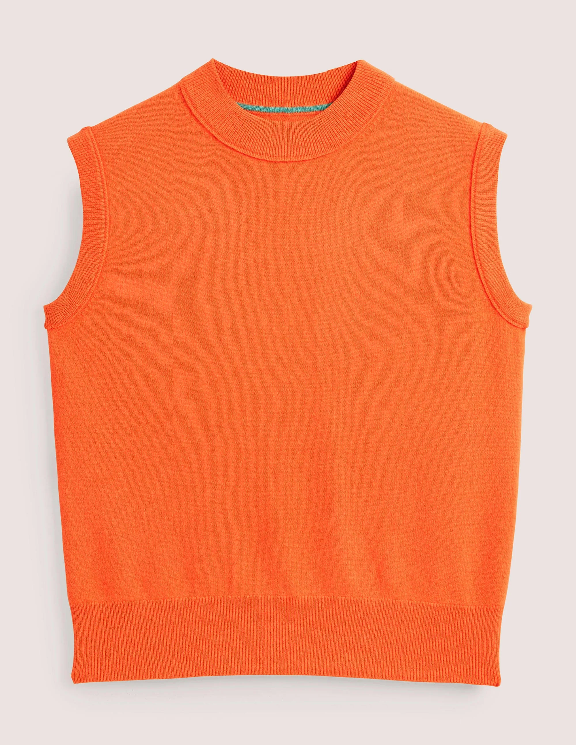 Kaschmirpullunder mit Rundhalsausschnitt-Neonorange - Image 6