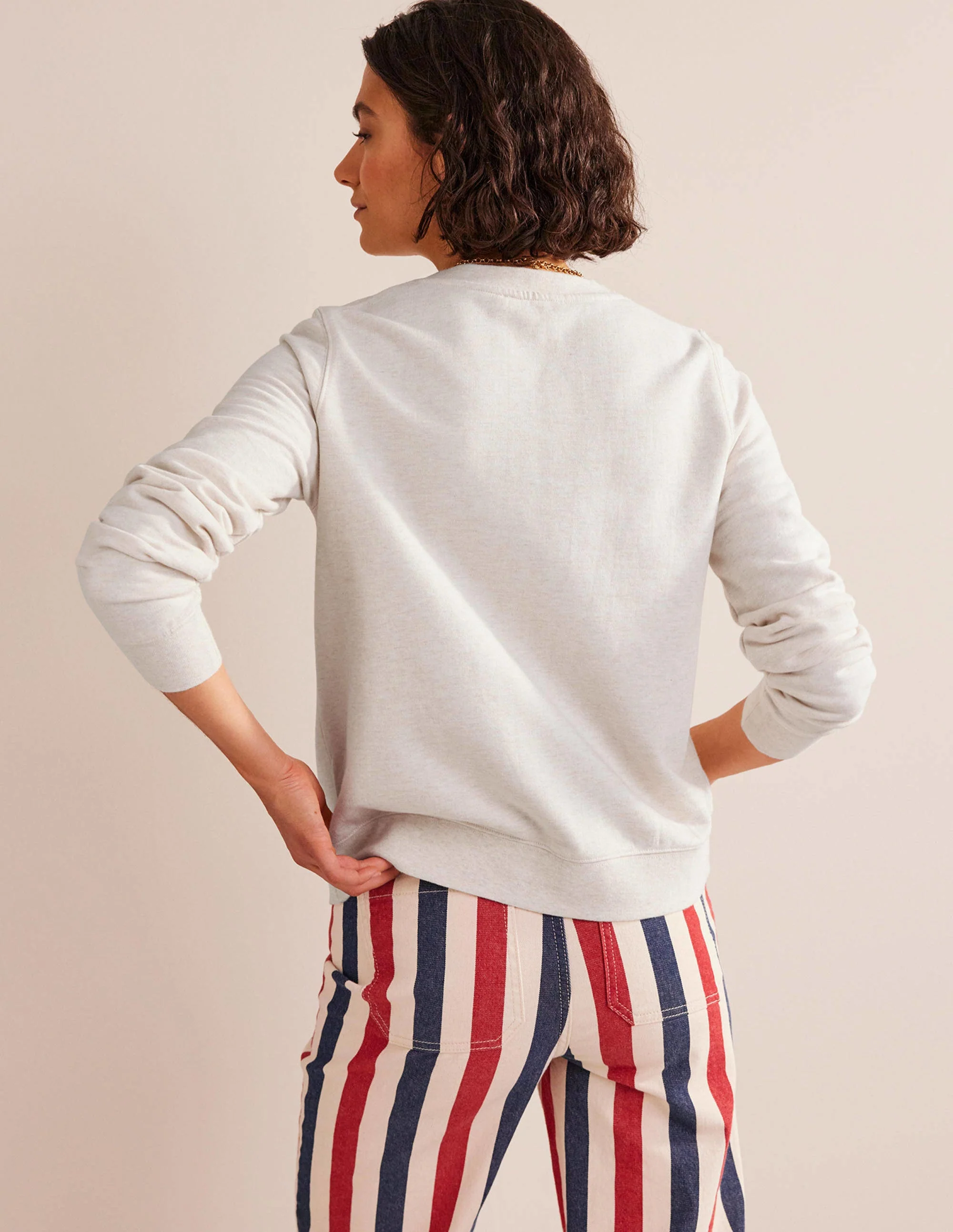 Kastenförmiges Sweatshirt aus tiefem Rippstrick-Haferbeige - Image 3
