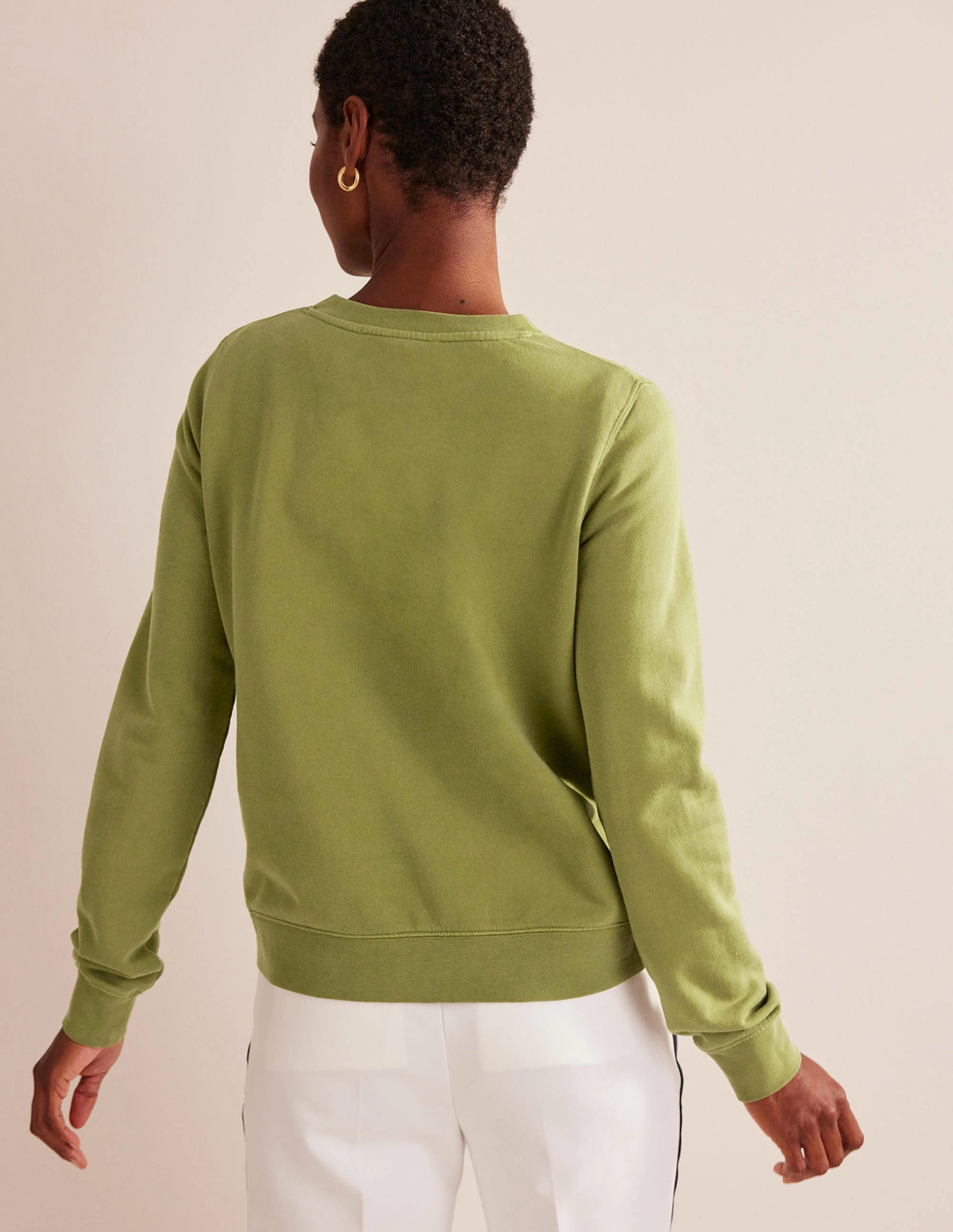 Kastenförmiges Sweatshirt aus tiefem Rippstrick-Olivgrün - Image 3