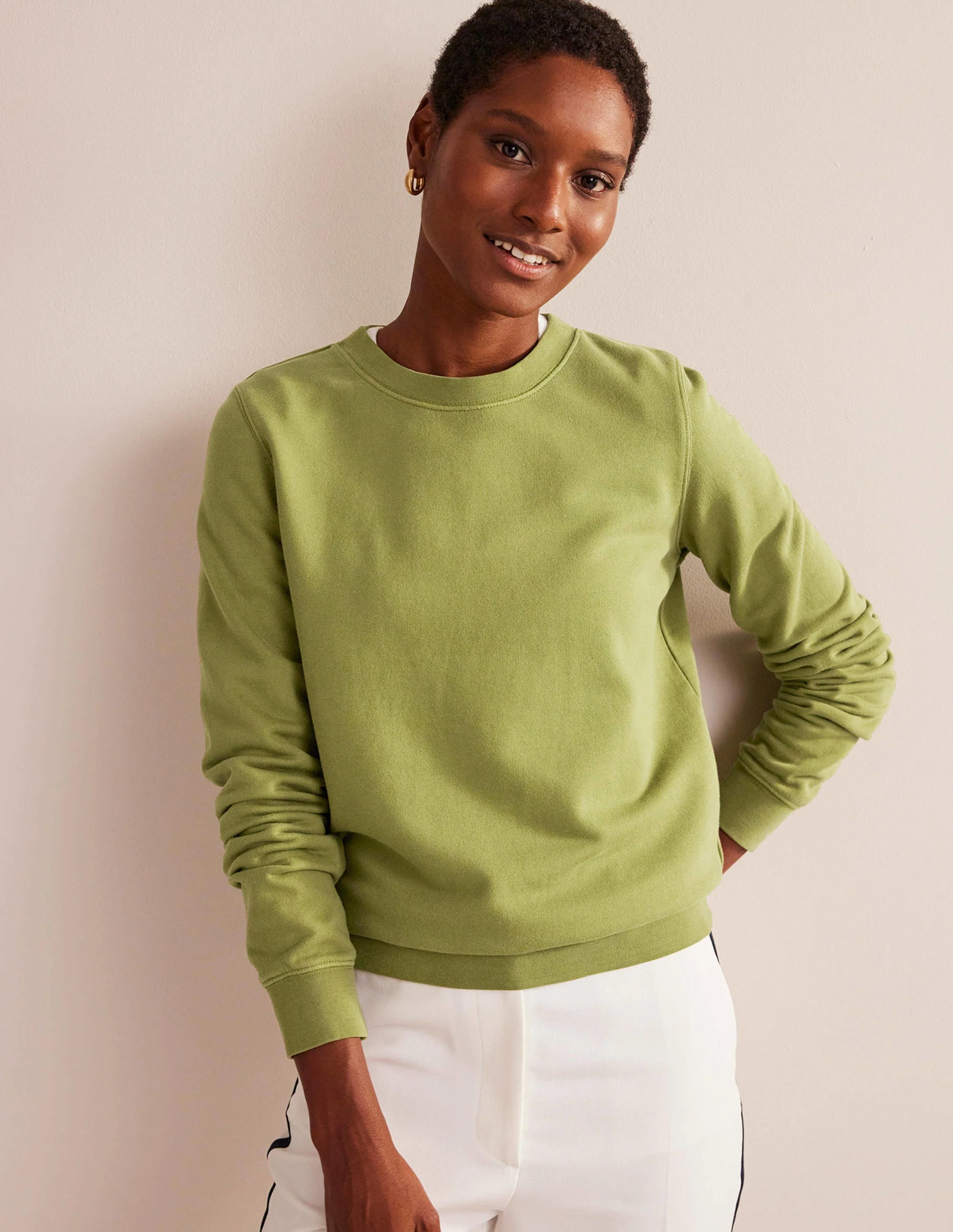 Kastenförmiges Sweatshirt aus tiefem Rippstrick-Olivgrün - Image 4