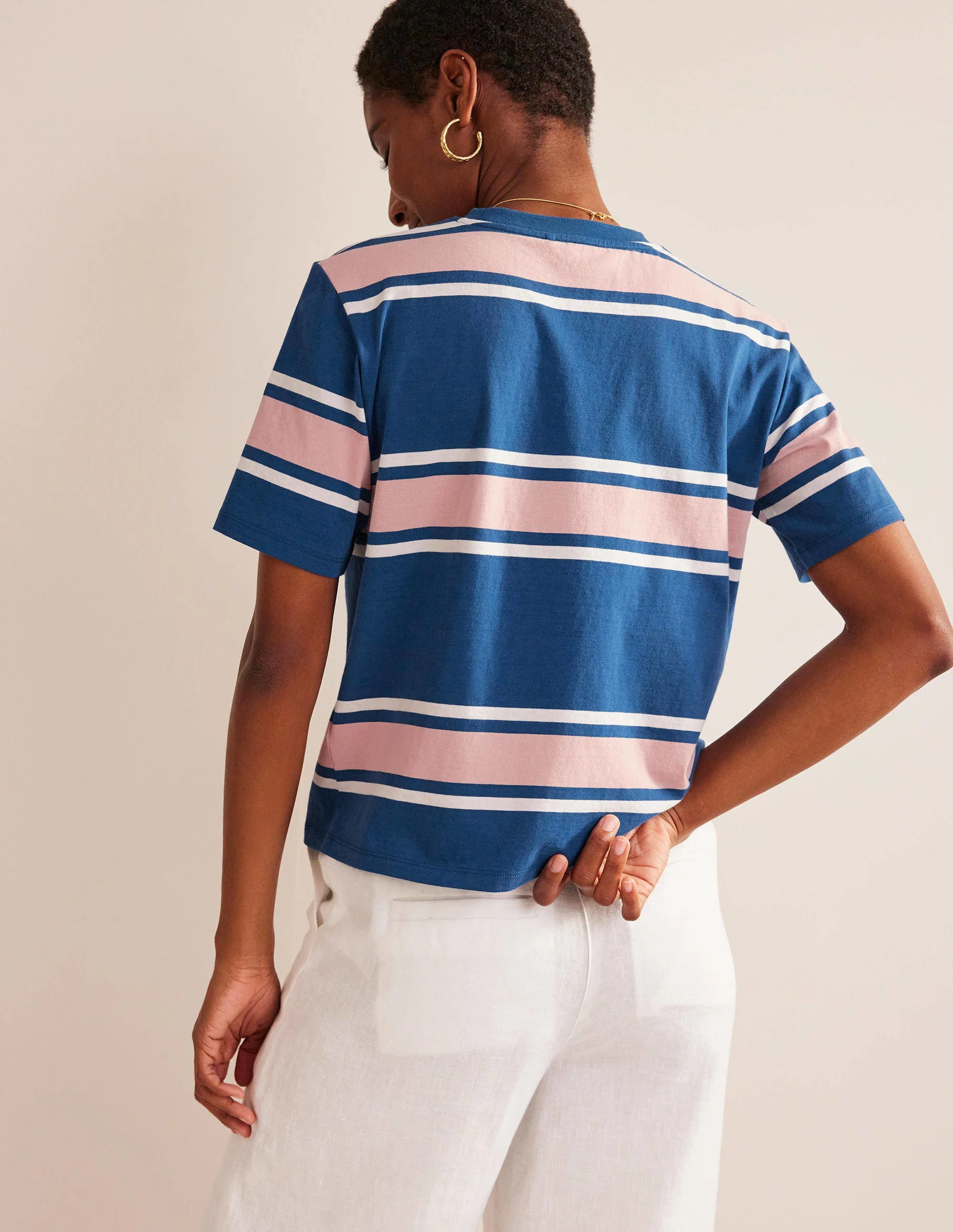 Kastiges T-Shirt mit Streifen-Saphirblau/Zartes Rosa, Gestreift - Image 3