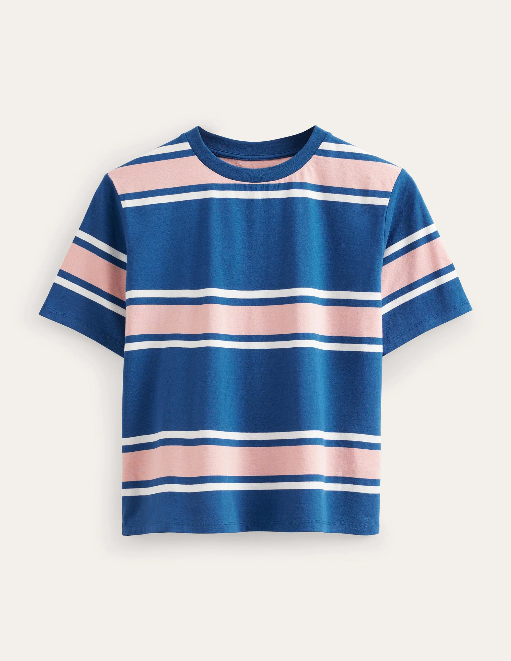 Kastiges T-Shirt mit Streifen-Saphirblau/Zartes Rosa, Gestreift - Image 5