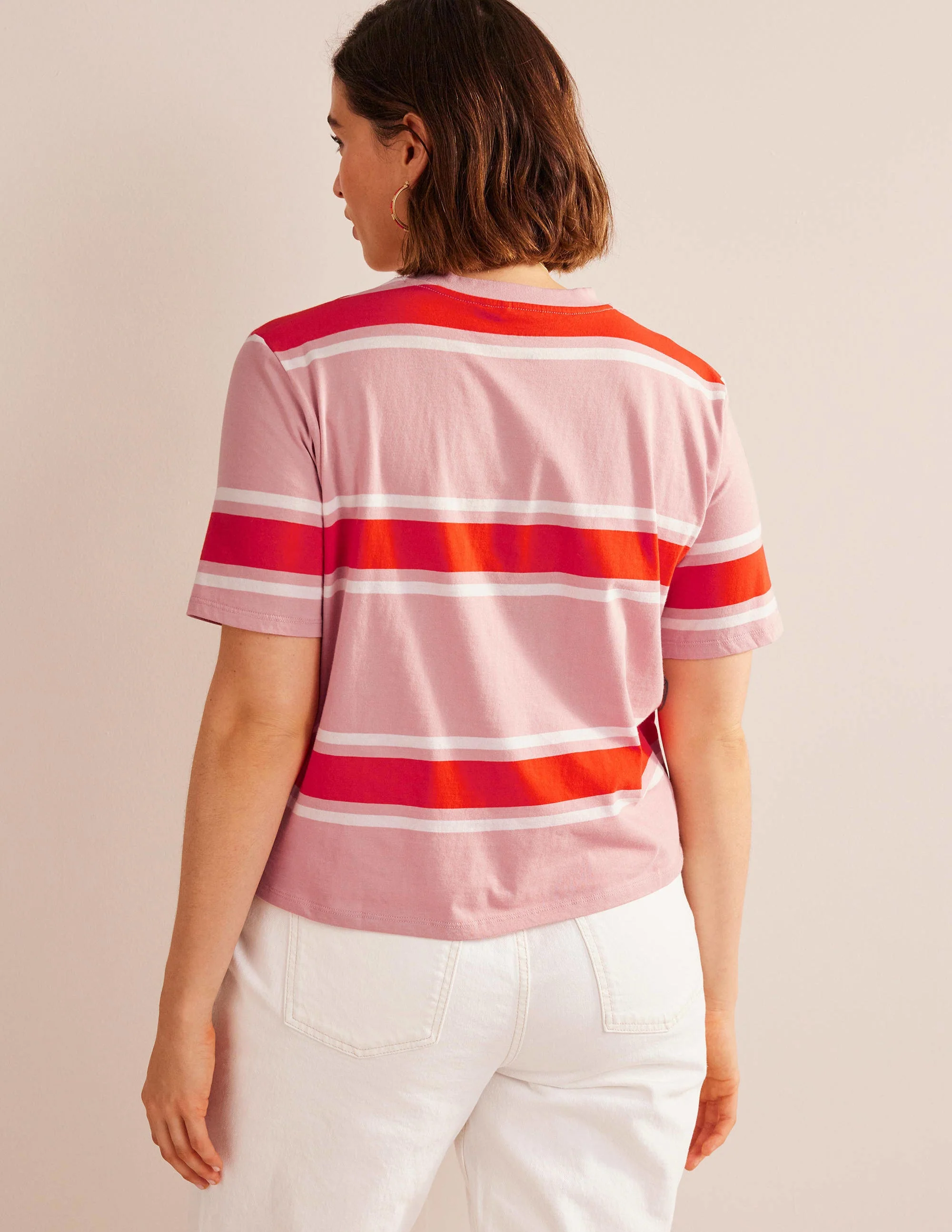 Kastiges T-Shirt mit Streifen-Zartes Rosa/Orange, Gestreift - Image 6