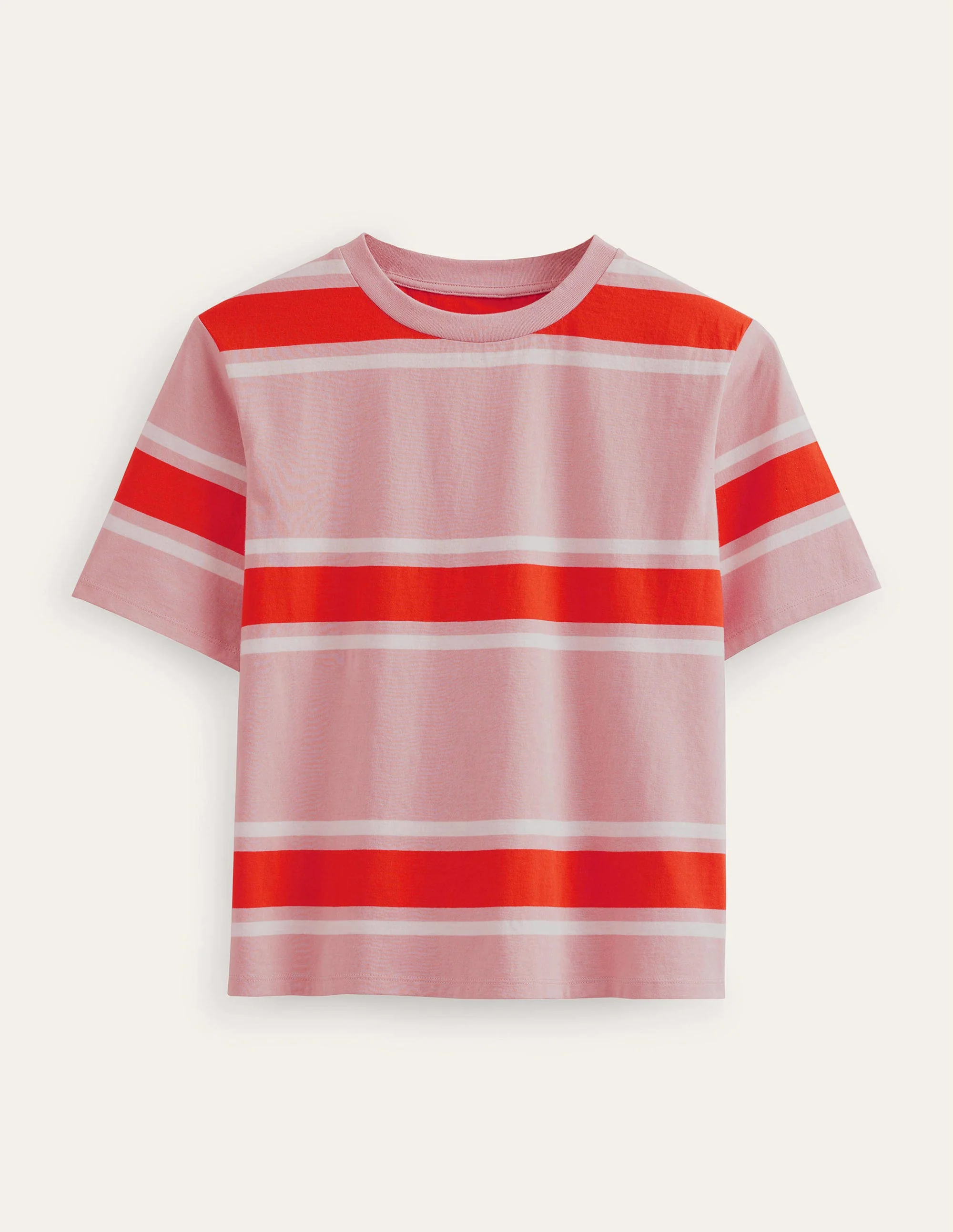 Kastiges T-Shirt mit Streifen-Zartes Rosa/Orange, Gestreift - Image 9