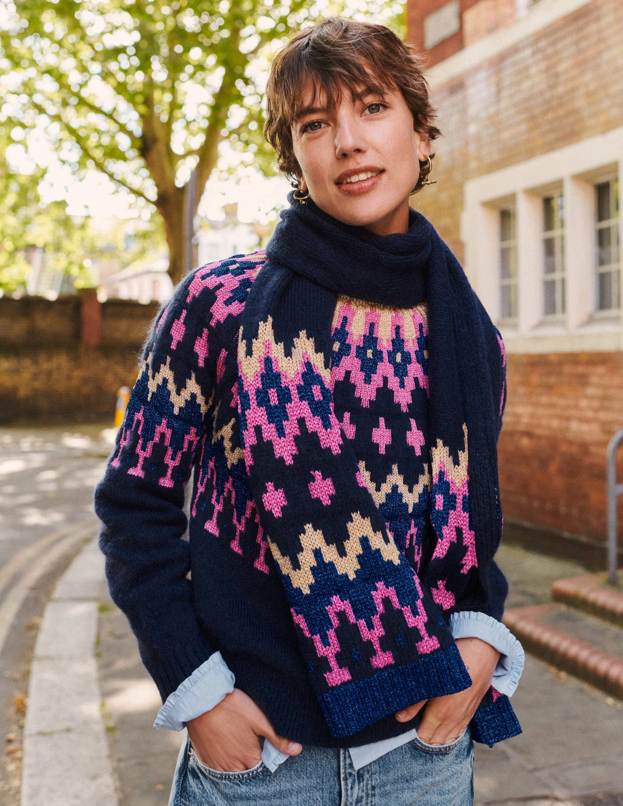 Kat Glitzernder Fair-Isle-Pullover-Aqua Marine Marl - Image 7
