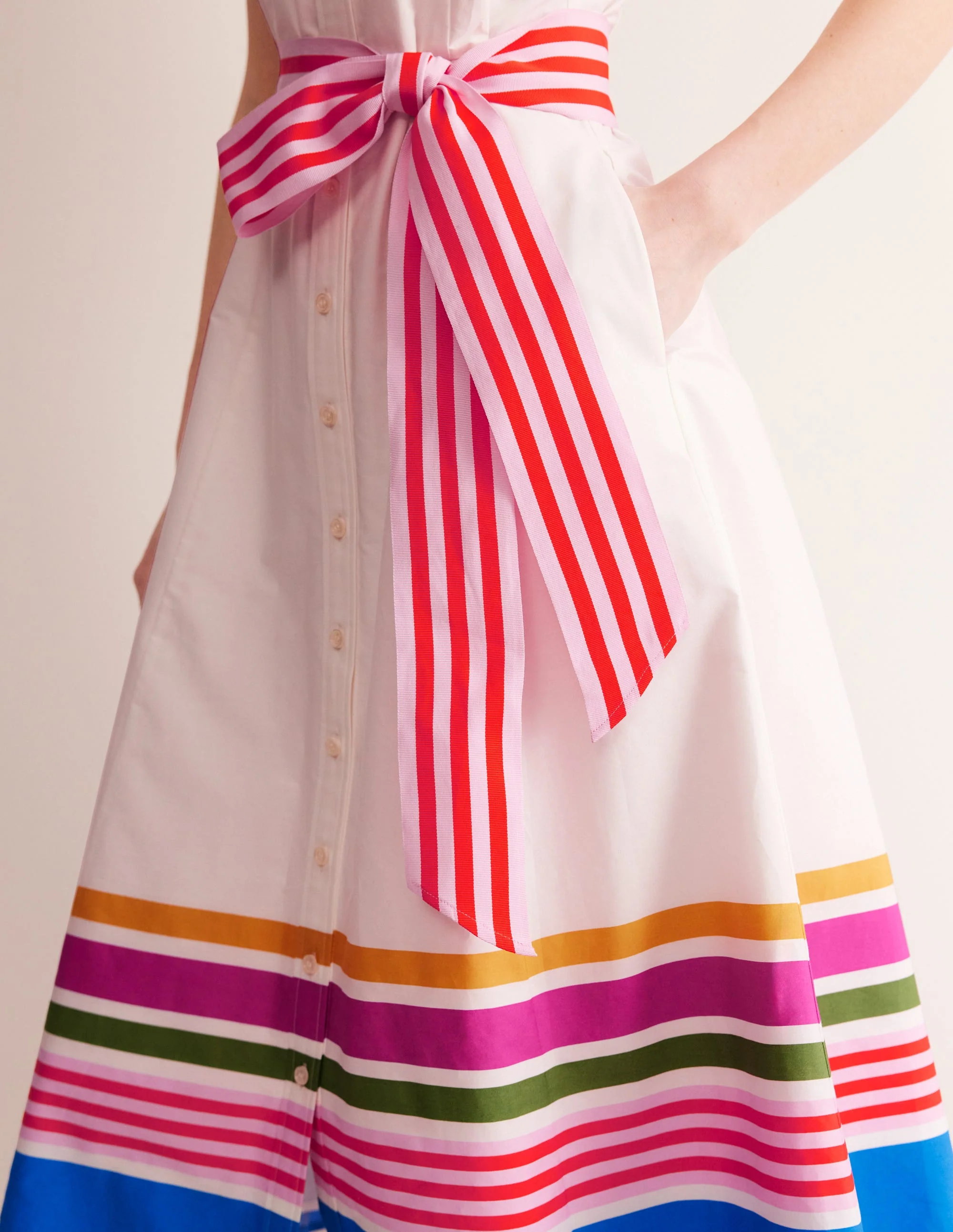 Kate Ärmelloses Hemdblusenkleid-Naturweiß und Bunt Streifen - Image 2