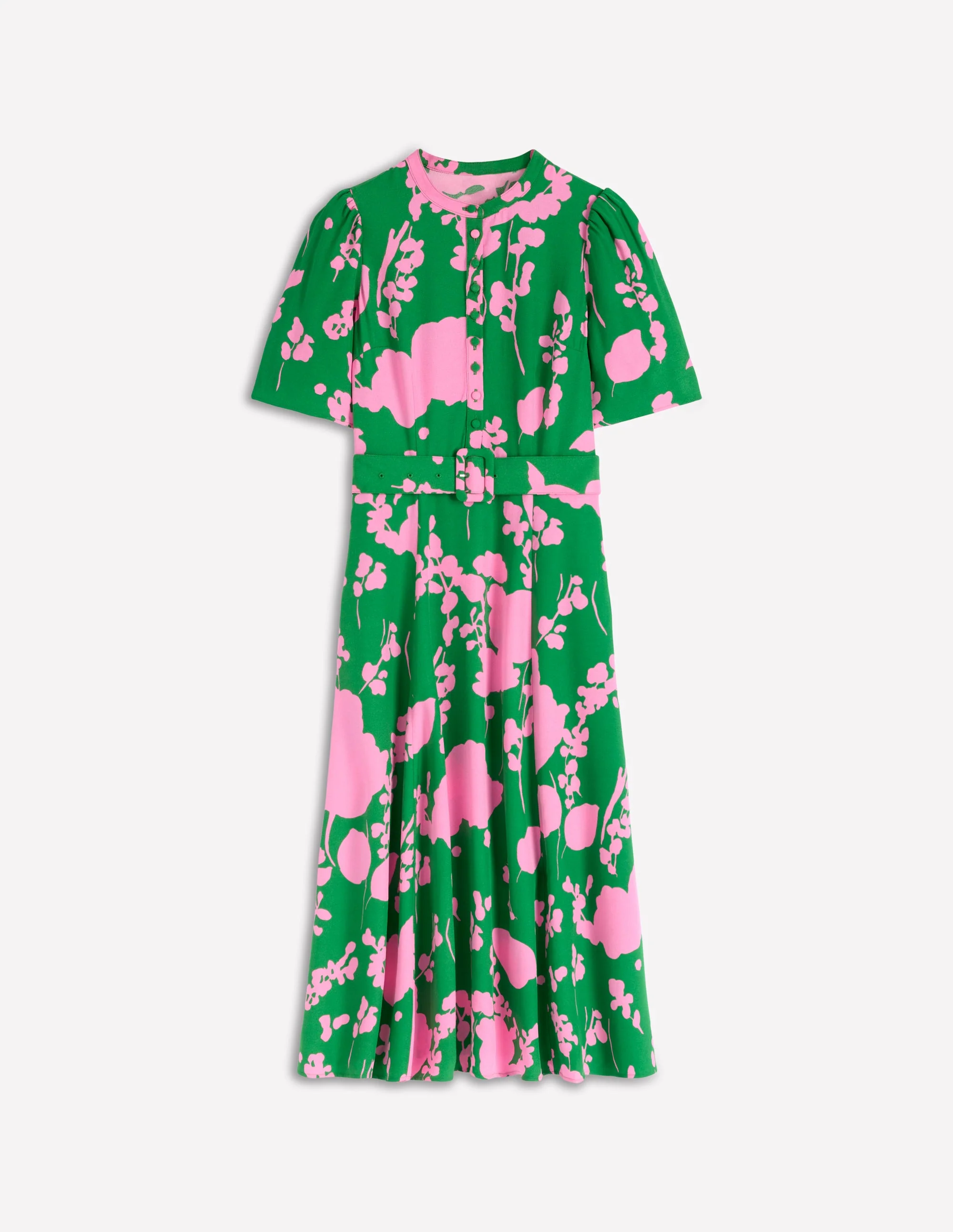 Kate Kleid mit Puffärmeln und Gürtel-Hochlandgrün, Zarte Zweige - Image 6