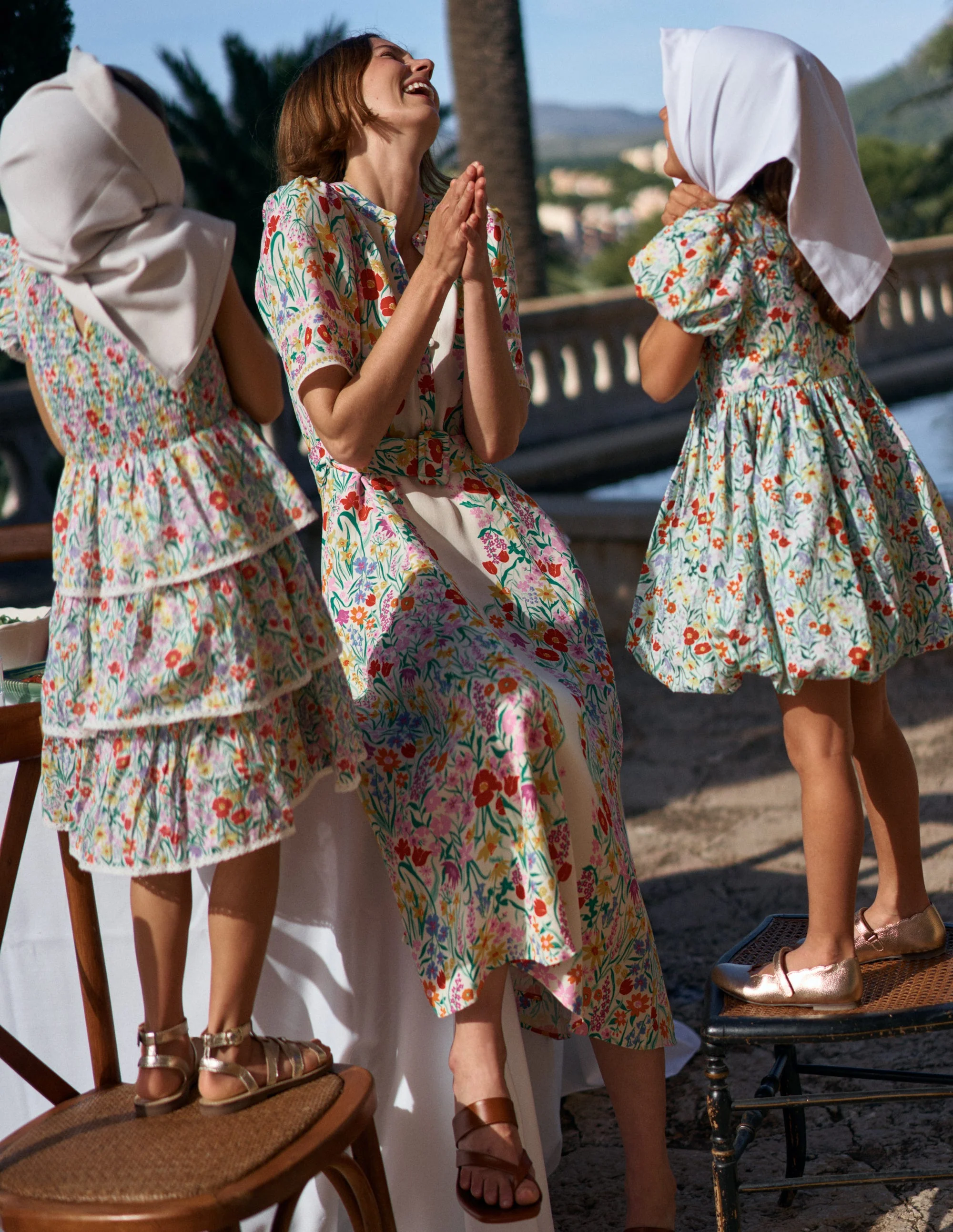 Kate Kleid mit Puffärmeln und Gürtel-Naturweiß, Eleganter Garten - Image 7