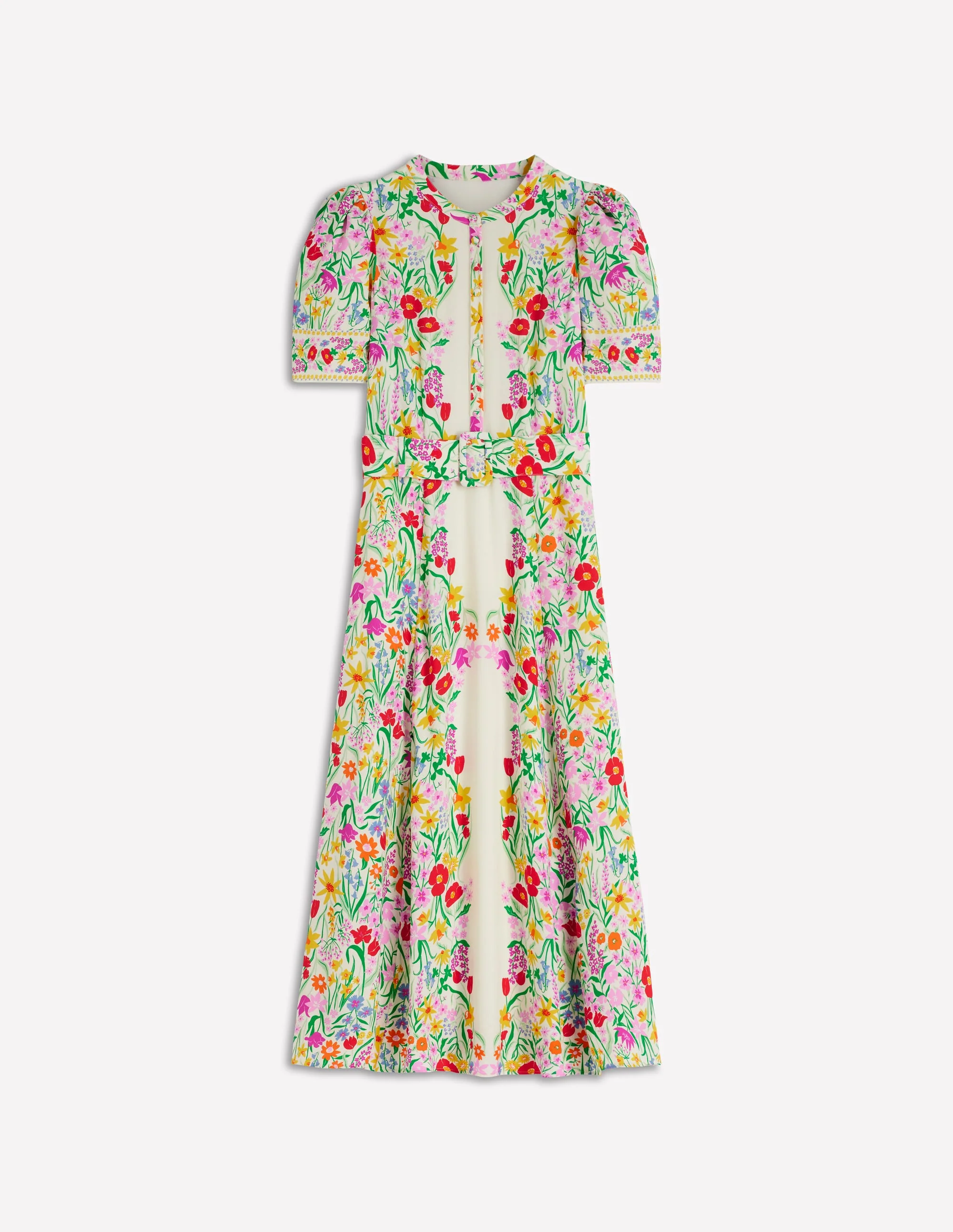 Kate Kleid mit Puffärmeln und Gürtel-Naturweiß, Eleganter Garten - Image 8