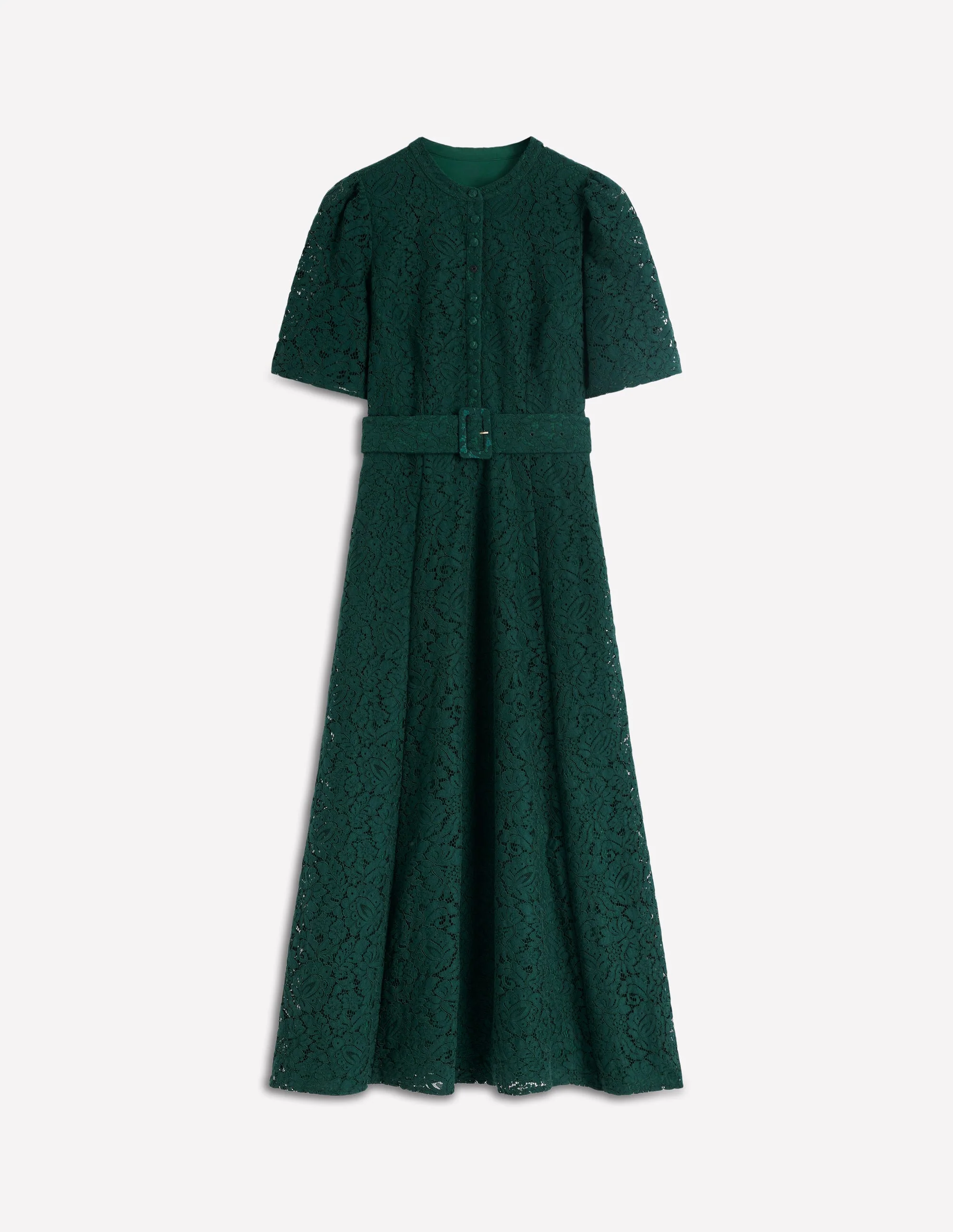 Kate Kleid mit Spitze und Puffärmeln-Dunkelgrün - Image 6