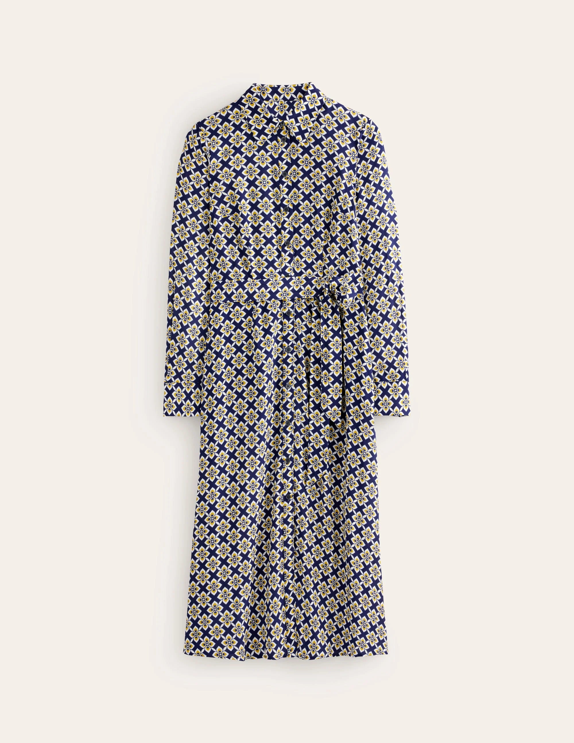 Kate Midi-Hemdblusenkleid-Antik Moos, Diamant Floral - Image 5