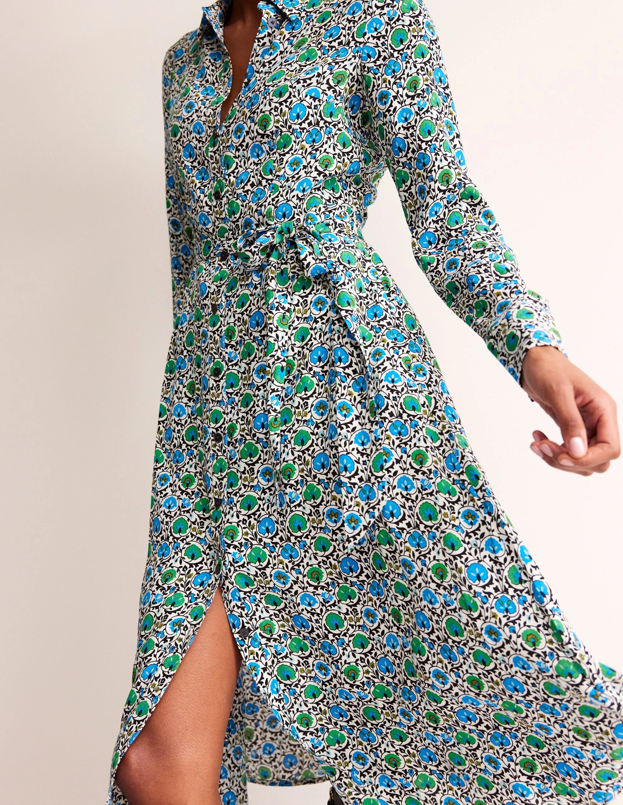 Kate Midi-Hemdblusenkleid-Aquamarin, Zauberhafte Blüte - Image 2