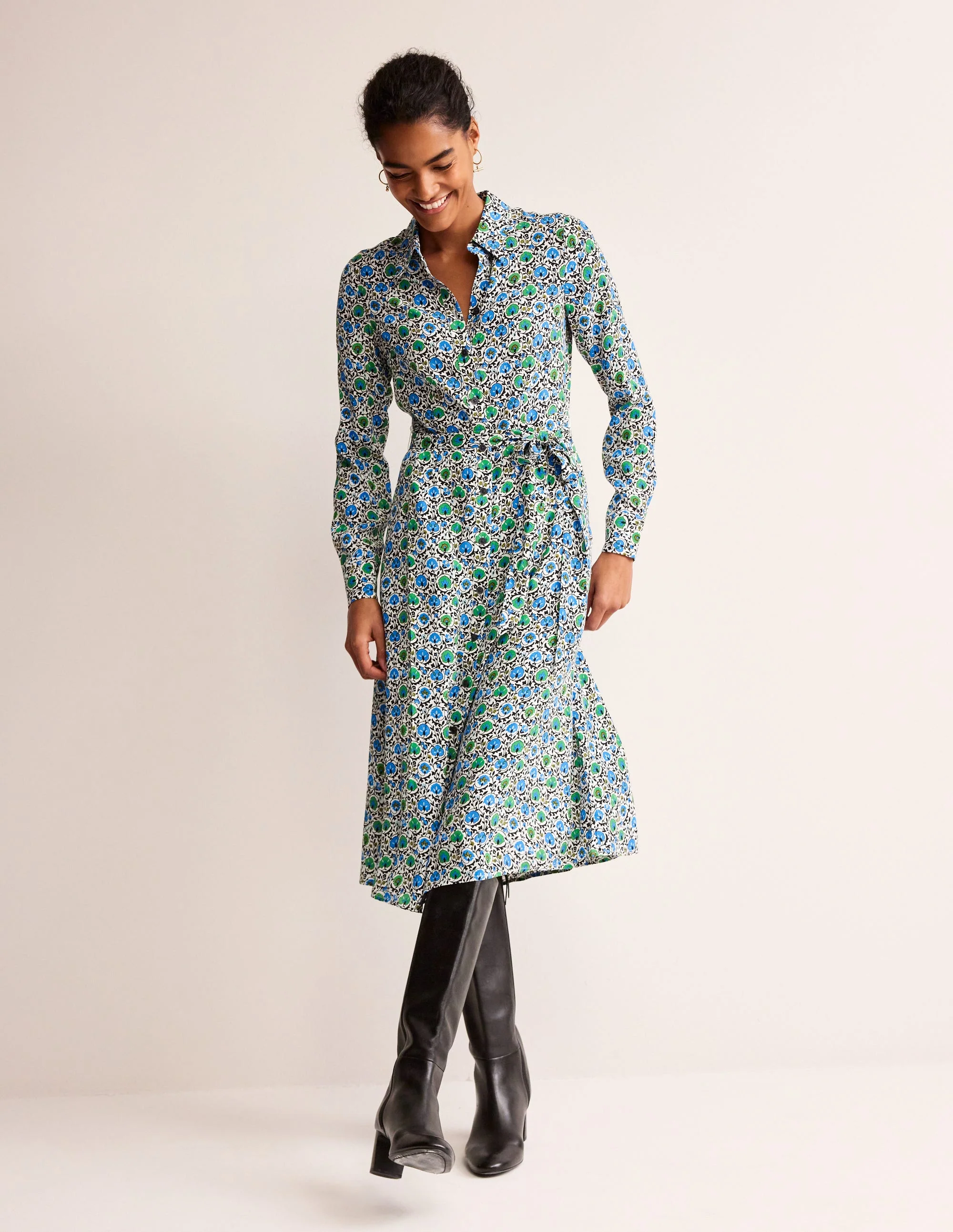 Kate Midi-Hemdblusenkleid-Aquamarin, Zauberhafte Blüte - Image 4