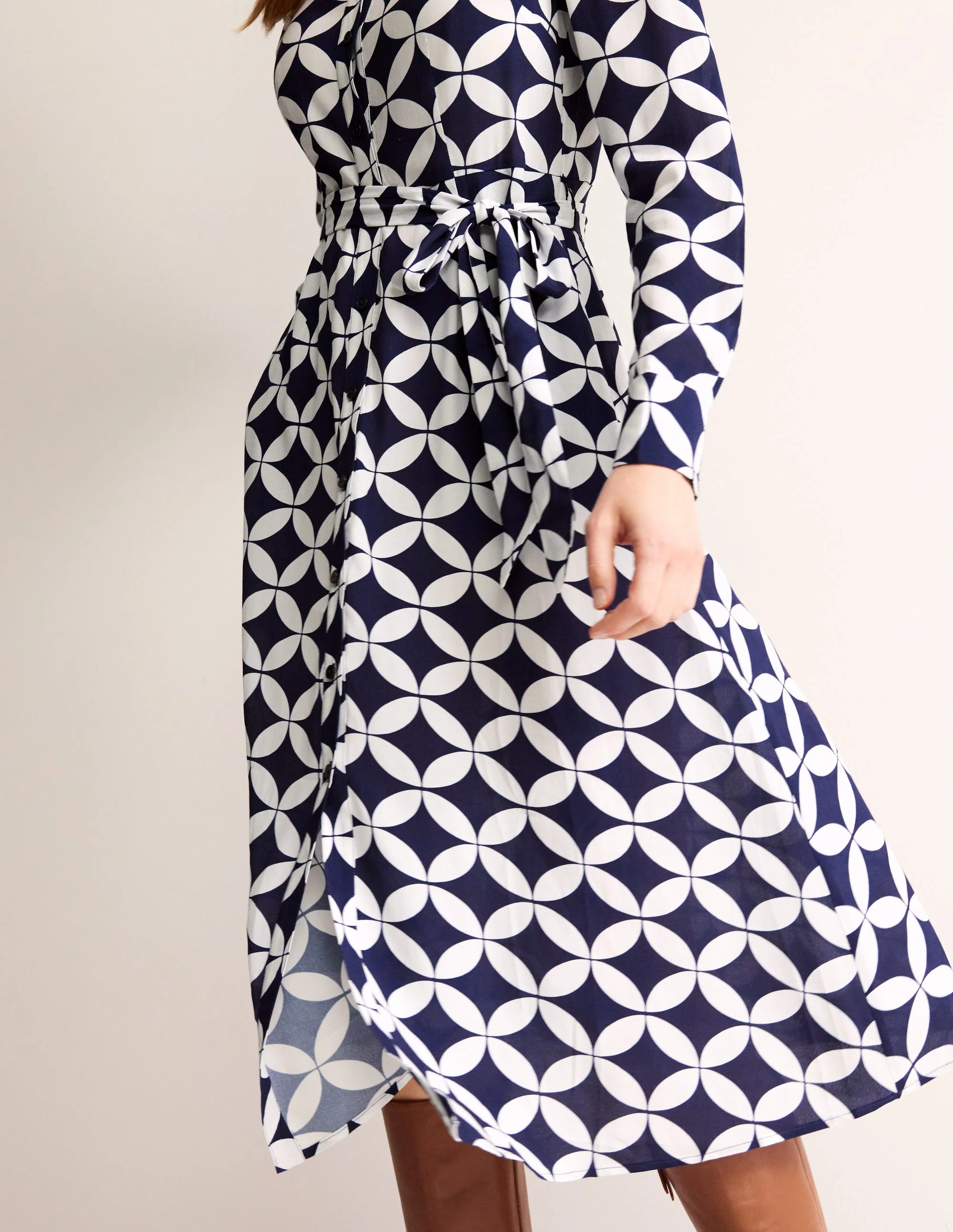 Kate Midi-Hemdblusenkleid-Französisches Marineblau, Diamond Terrace - Image 2