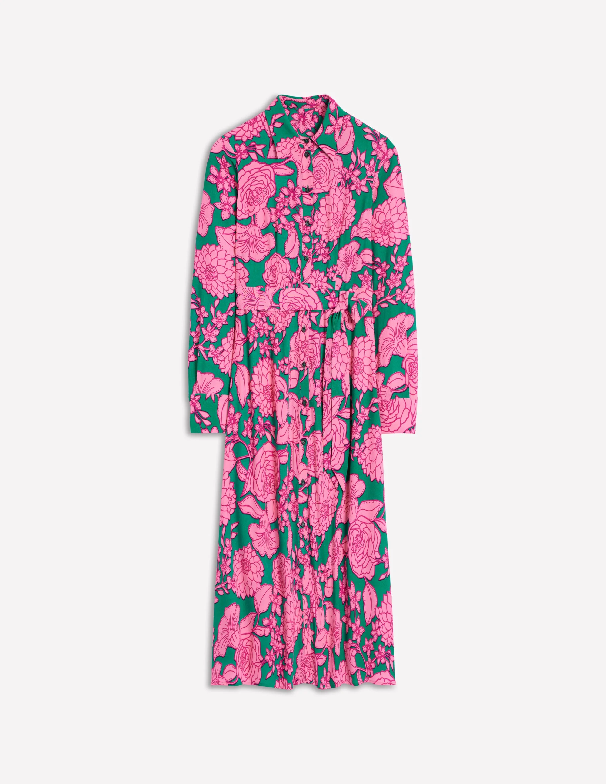 Kate Midi-Hemdblusenkleid-Grün, Blütenkaskade - Image 5