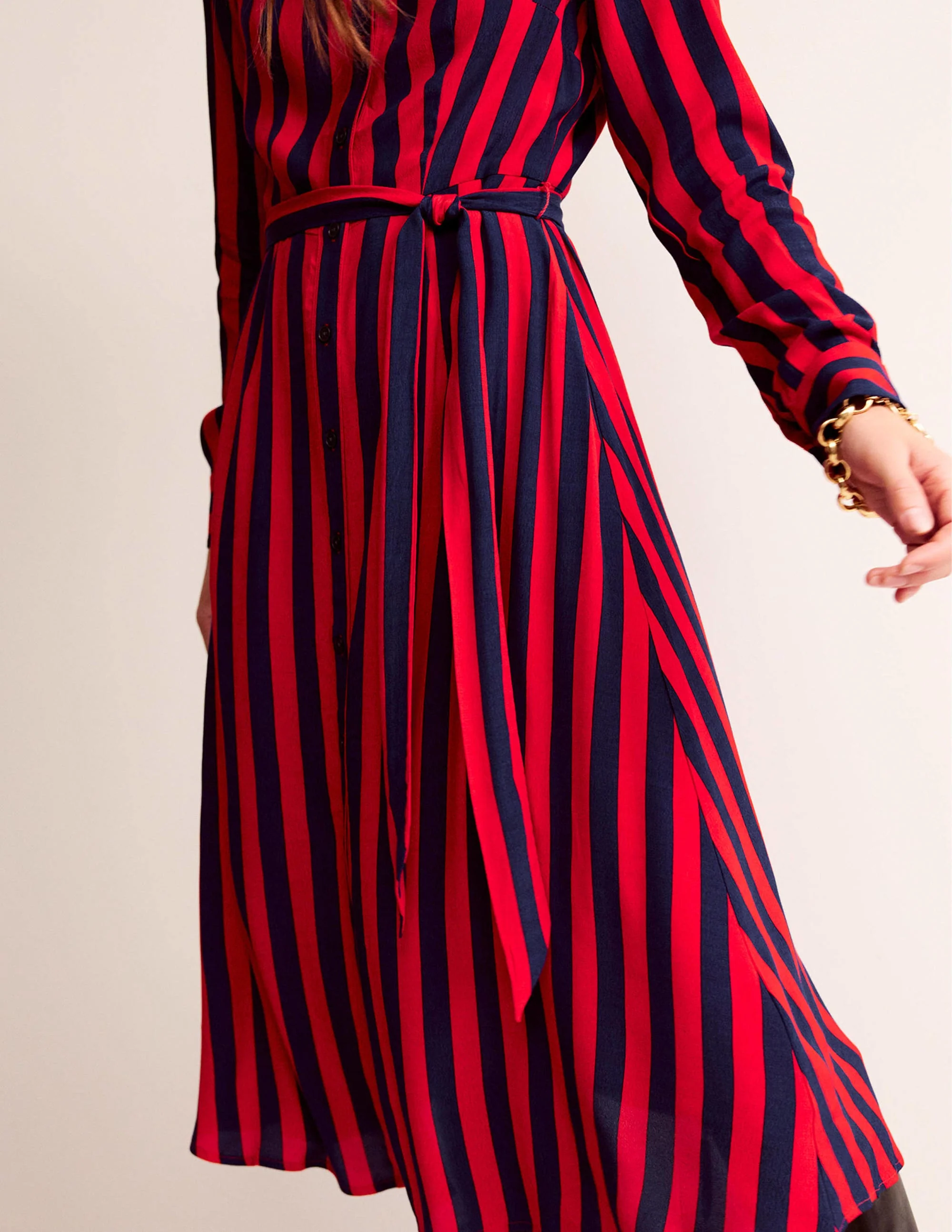 Kate Midi-Hemdblusenkleid-Leuchtendes Rot, Leuchtendes Marineblau - Image 3