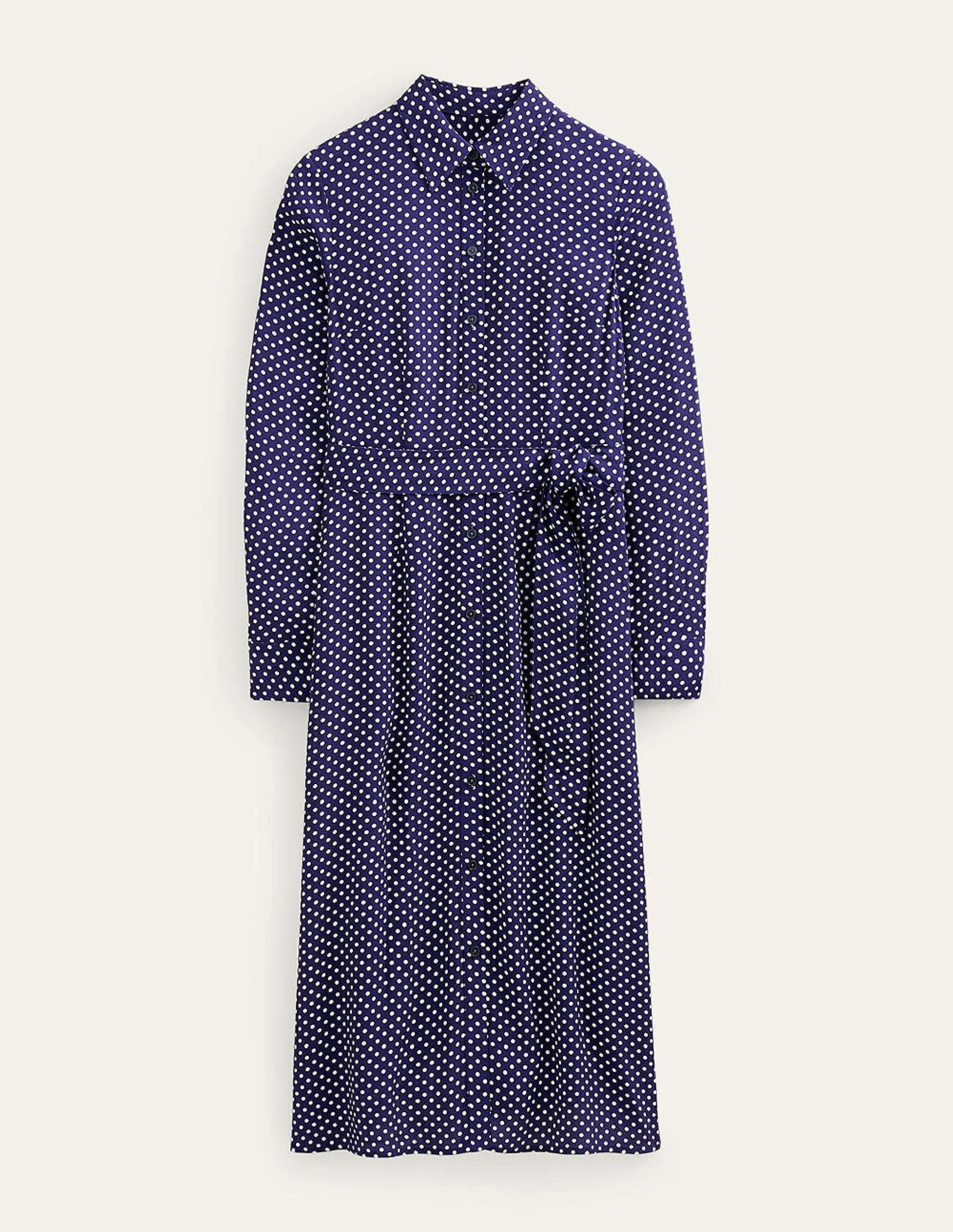 Kate Midi-Hemdblusenkleid-Marineblau, Gepunktet - Image 9