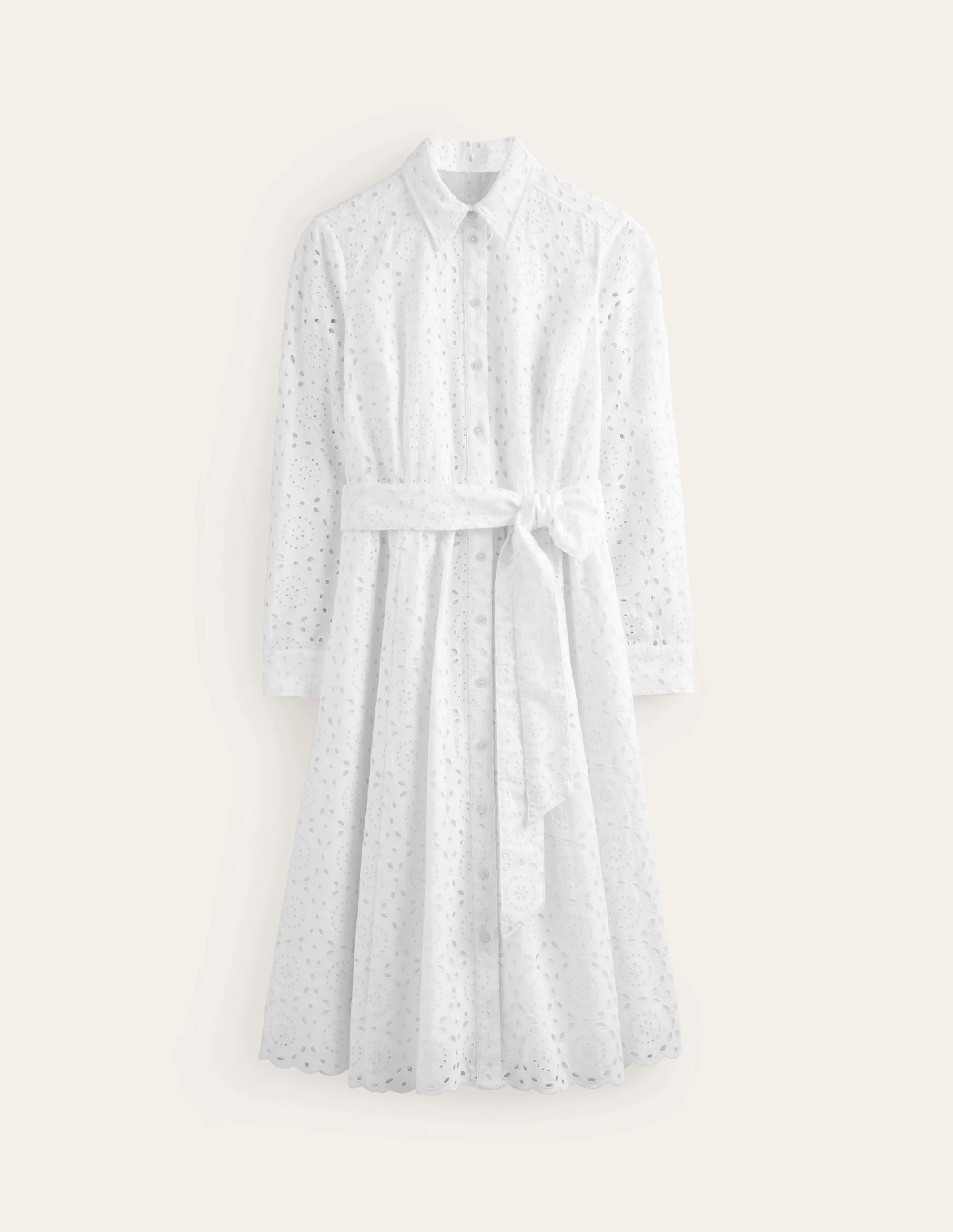 Kate Midi-Hemdblusenkleid mit Lochstickerei-Weiß - Image 6
