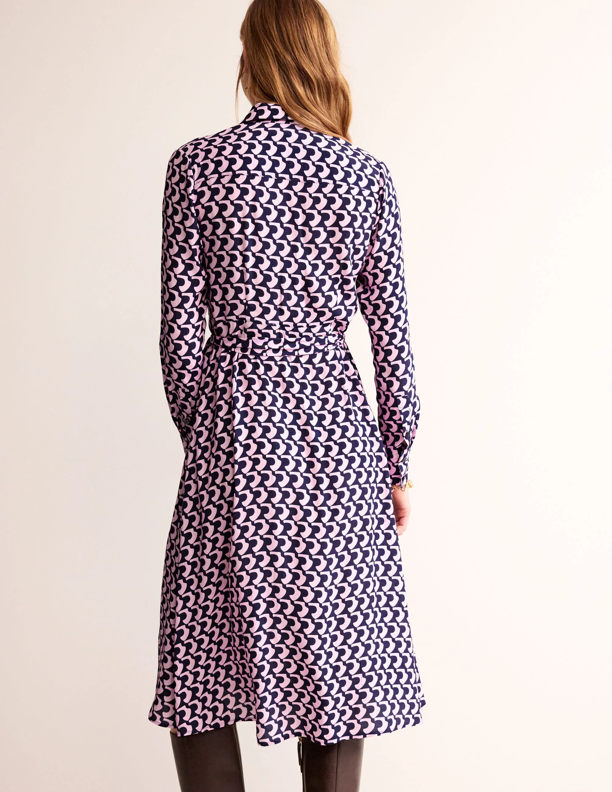 Kate Midi-Hemdblusenkleid-Orchidee Rosa, Bogen Geo - Image 3