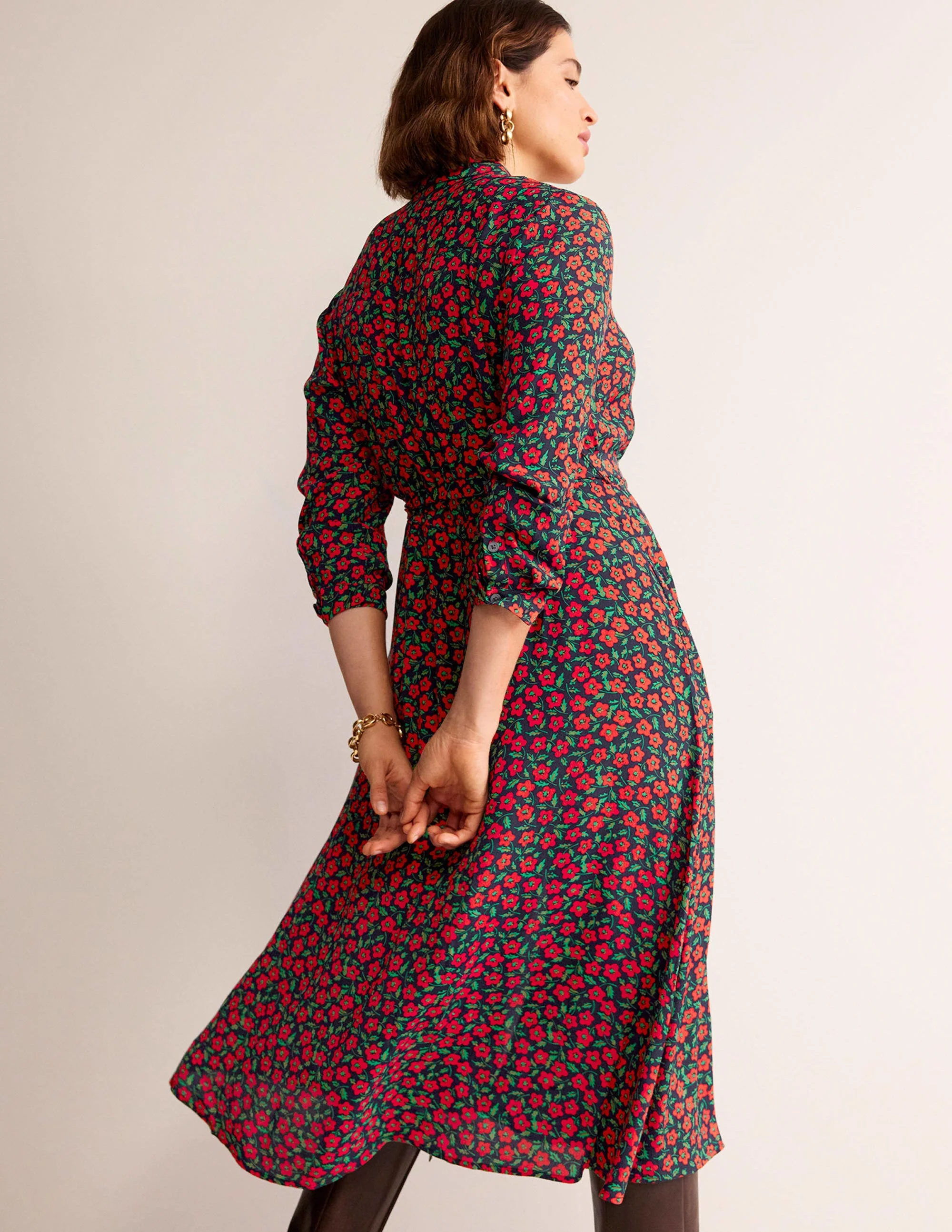 Kate Midi-Hemdblusenkleid-Pepperoni, Blütenblätter - Image 7