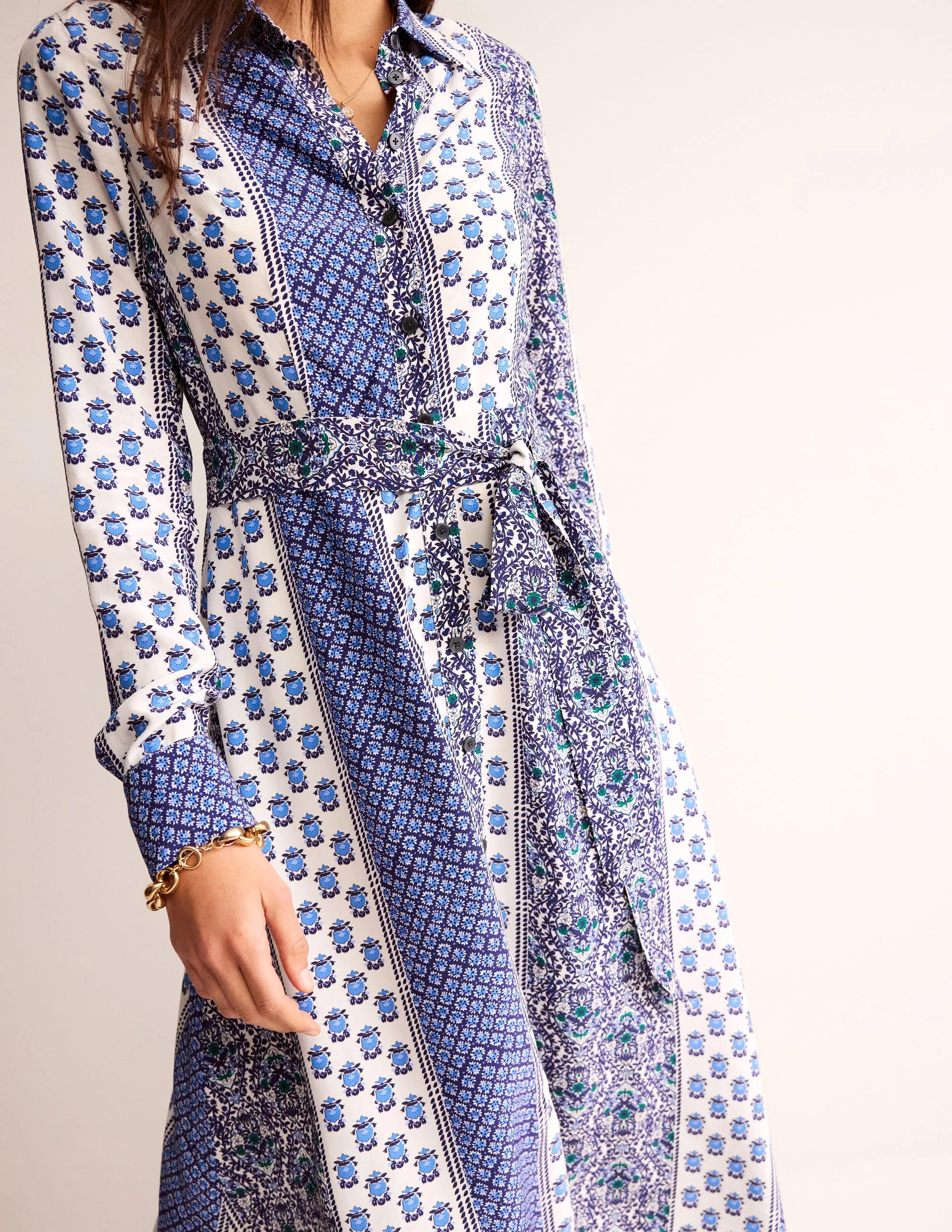 Kate Midi-Hemdblusenkleid-Preußisch Blau, Zartes Blümchen - Image 2
