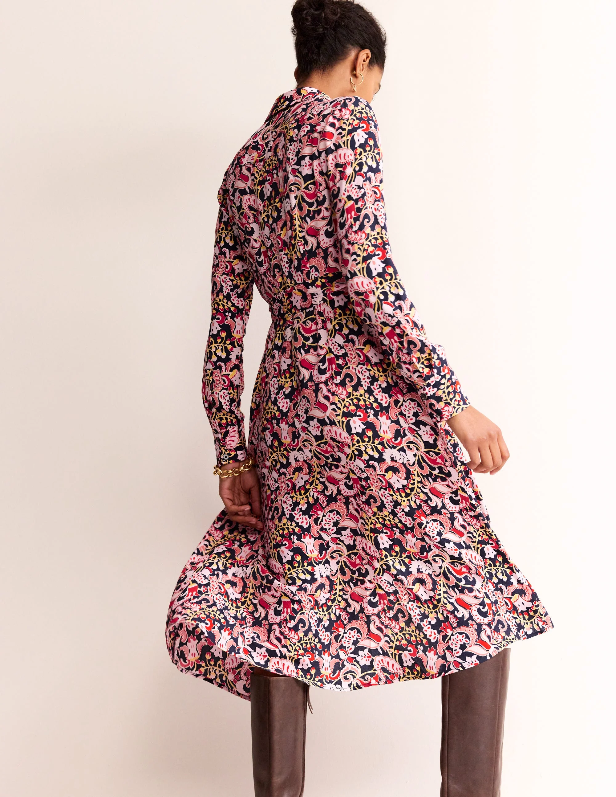 Kate Midi-Hemdblusenkleid-Sanfte Pfingstrose, Zuckererbse - Image 3