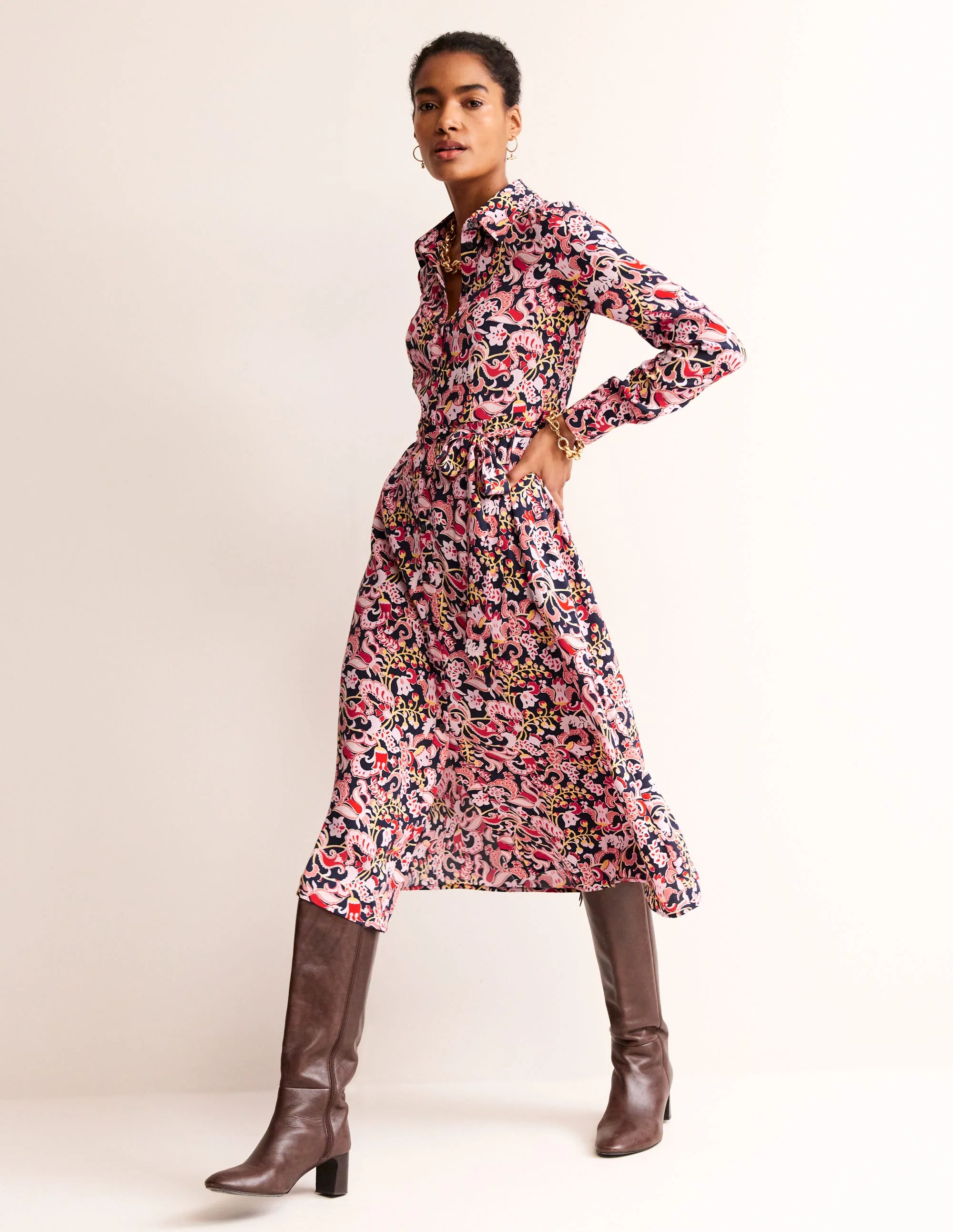 Kate Midi-Hemdblusenkleid-Sanfte Pfingstrose, Zuckererbse - Image 4