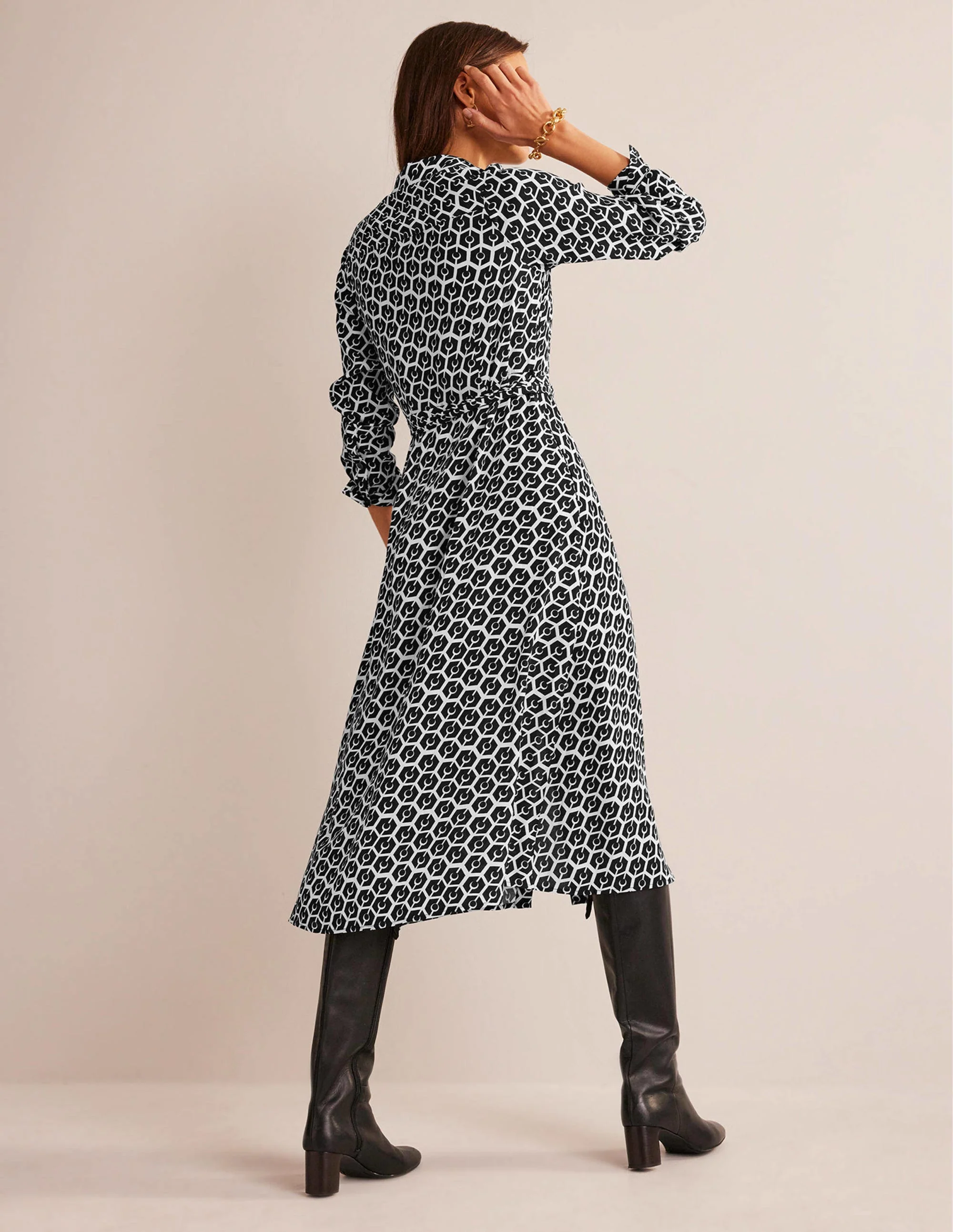 Kate Midi-Hemdblusenkleid-Schwarz, Reverie - Image 3