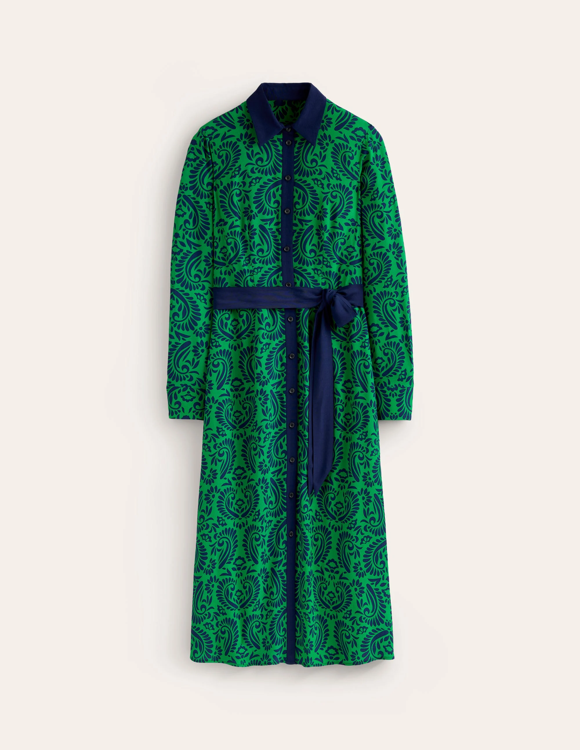 Kate Midi-Hemdblusenkleid-Smaragdgrün, dekorative Flora - Image 5