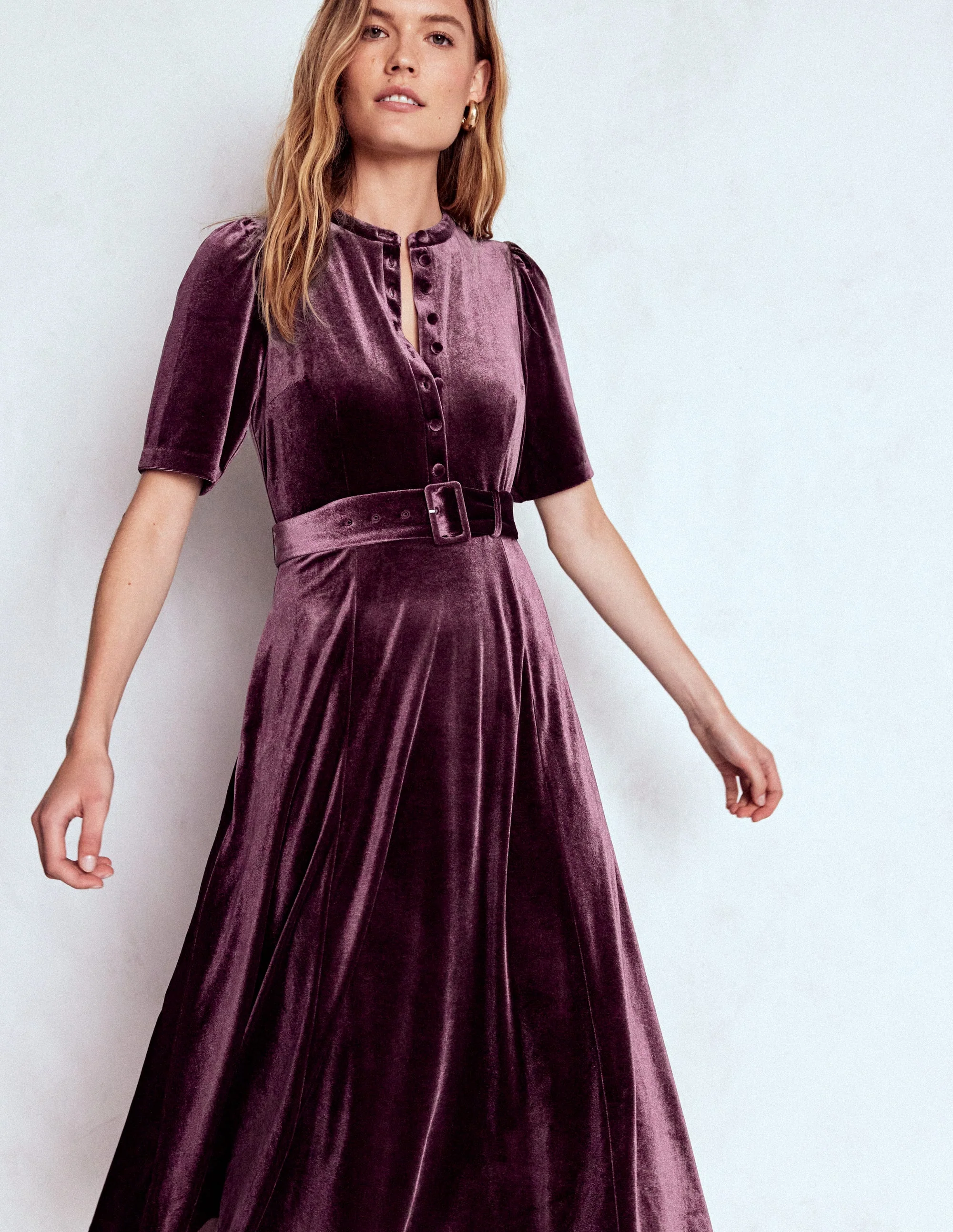Kate Samt-Hemdblusenkleid-Dunkle Kirsche - Image 4