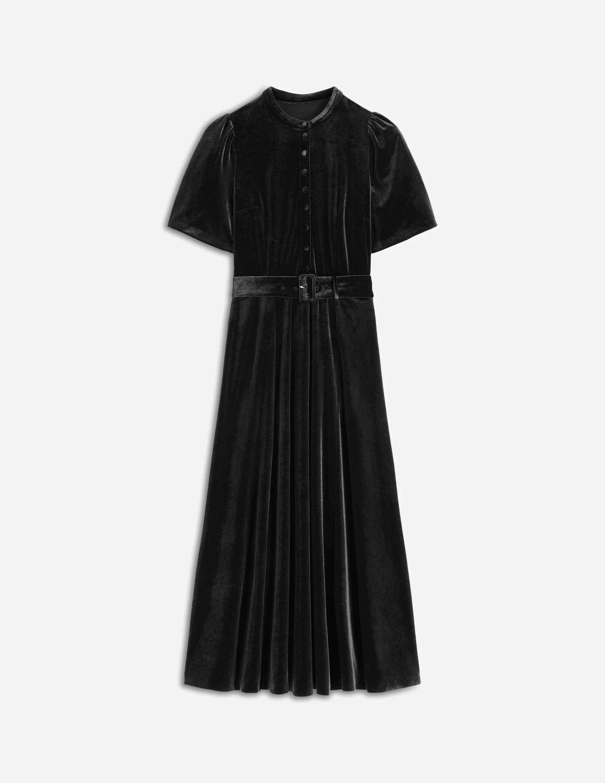Kate Samt-Hemdblusenkleid-Schwarz - Image 6