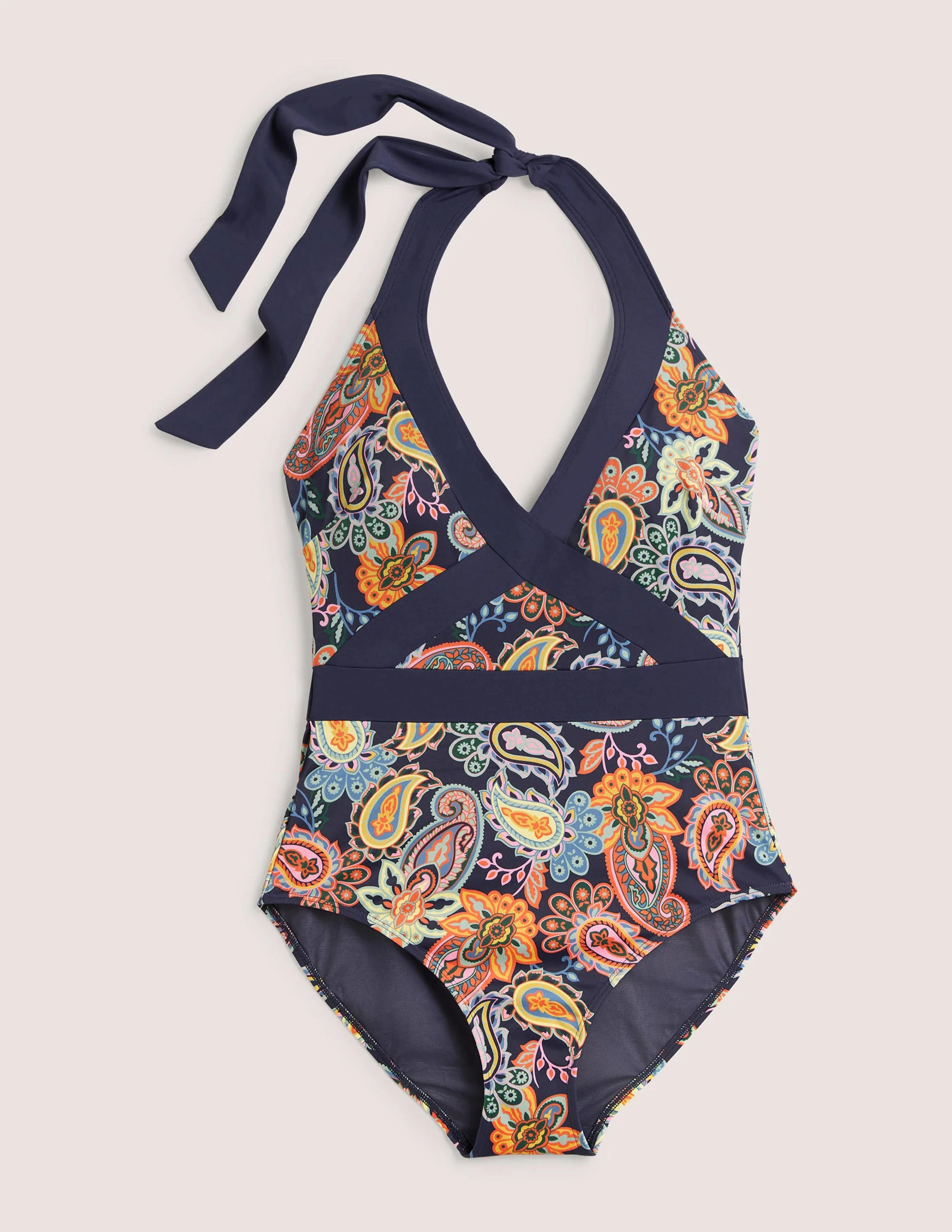 Kefalonia Neckholder-Badeanzug-Französisches Navy, Paisleymuster - Image 6