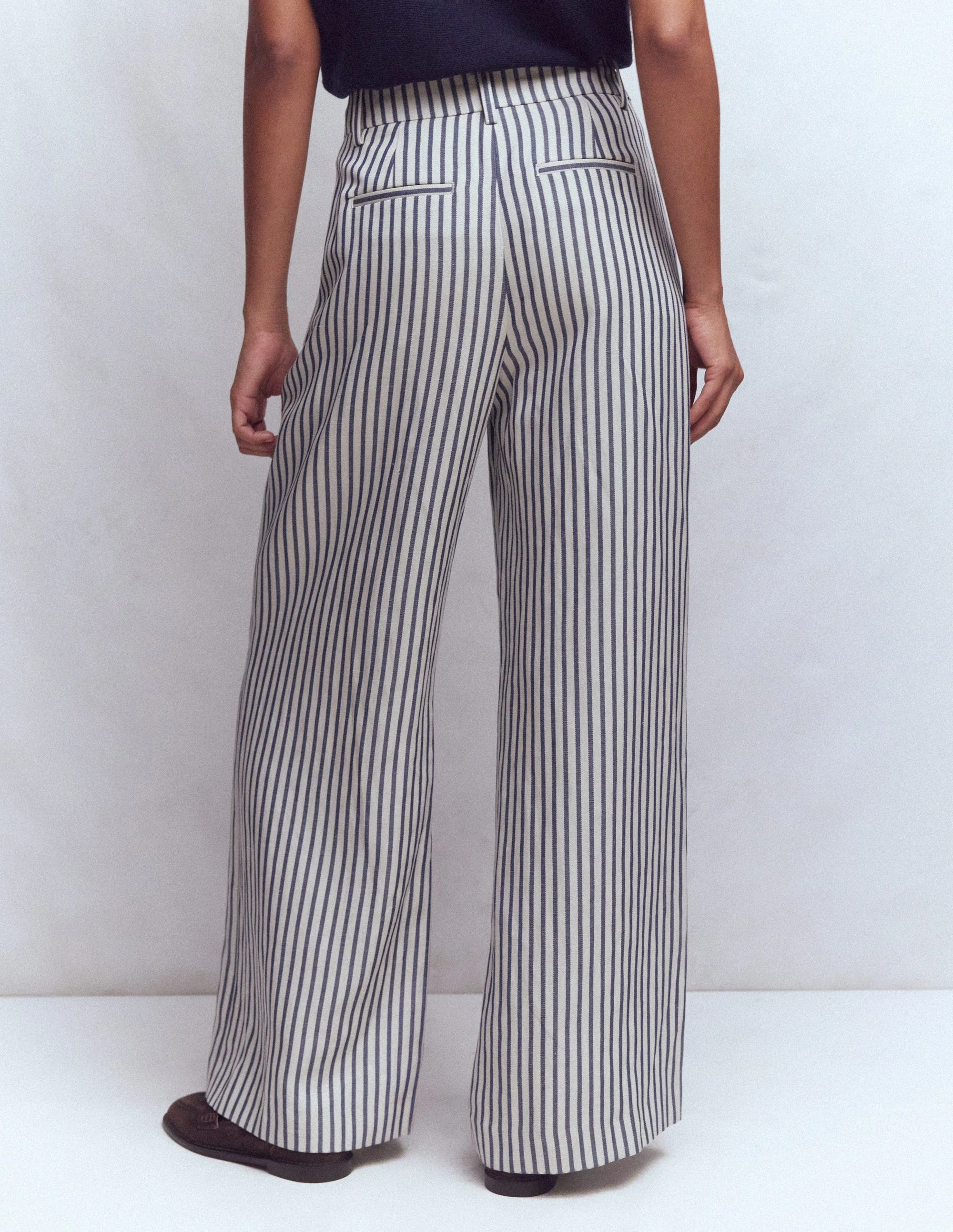 Kensington Hose mit weitem Bein-Blau und Naturweiß Gestreift - Image 3