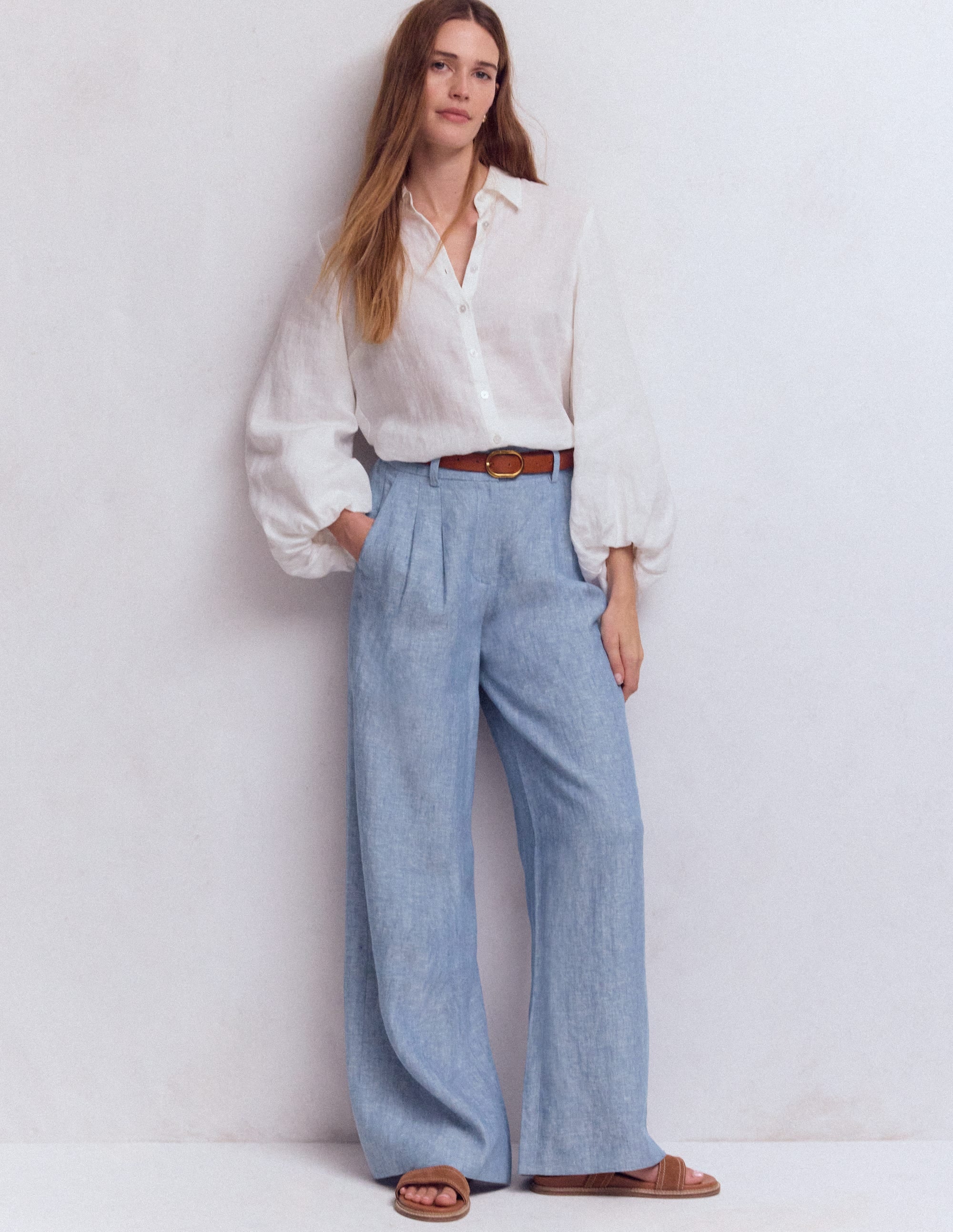 Kensington Leinenhose-Blauer Faux Uni